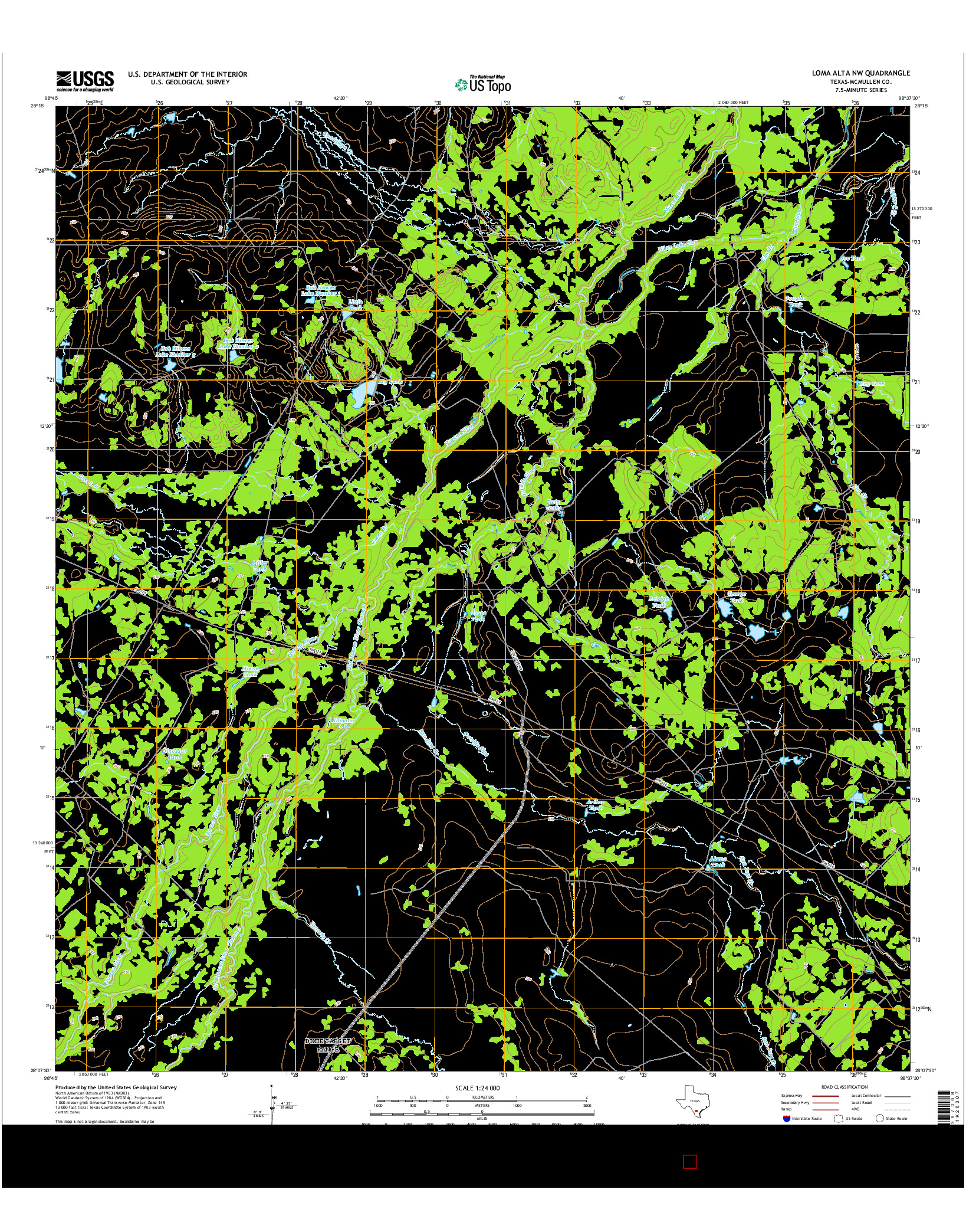 USGS US TOPO 7.5-MINUTE MAP FOR LOMA ALTA NW, TX 2016