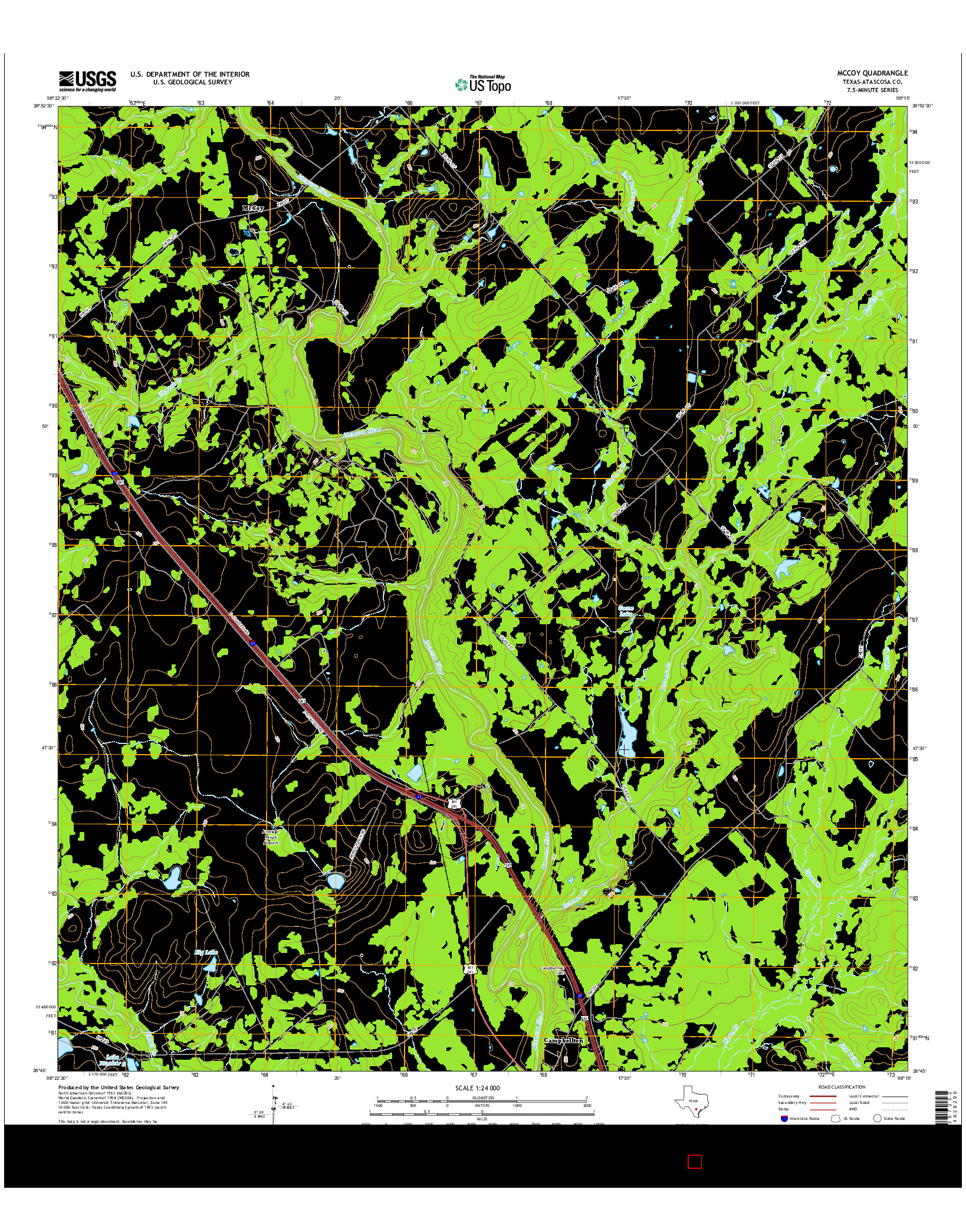 USGS US TOPO 7.5-MINUTE MAP FOR MCCOY, TX 2016