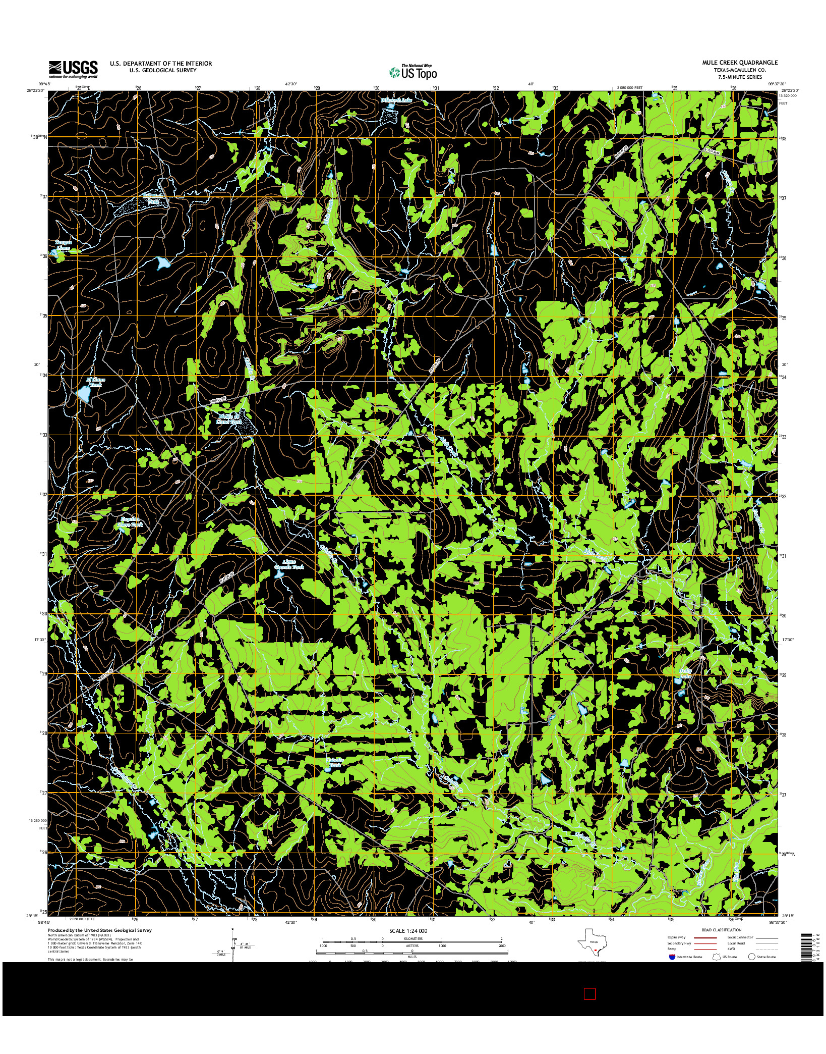 USGS US TOPO 7.5-MINUTE MAP FOR MULE CREEK, TX 2016