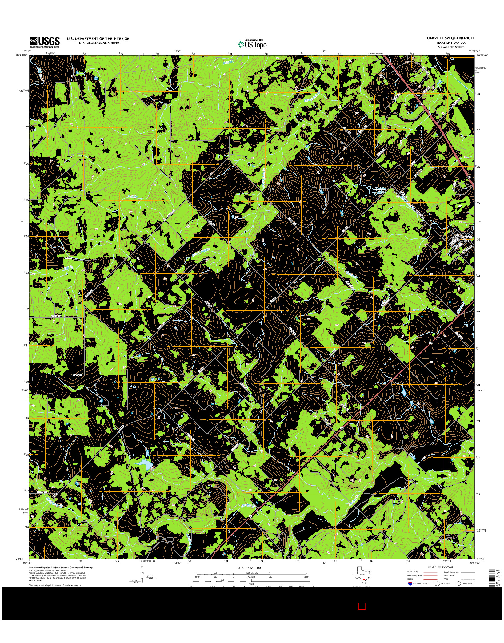 USGS US TOPO 7.5-MINUTE MAP FOR OAKVILLE SW, TX 2016