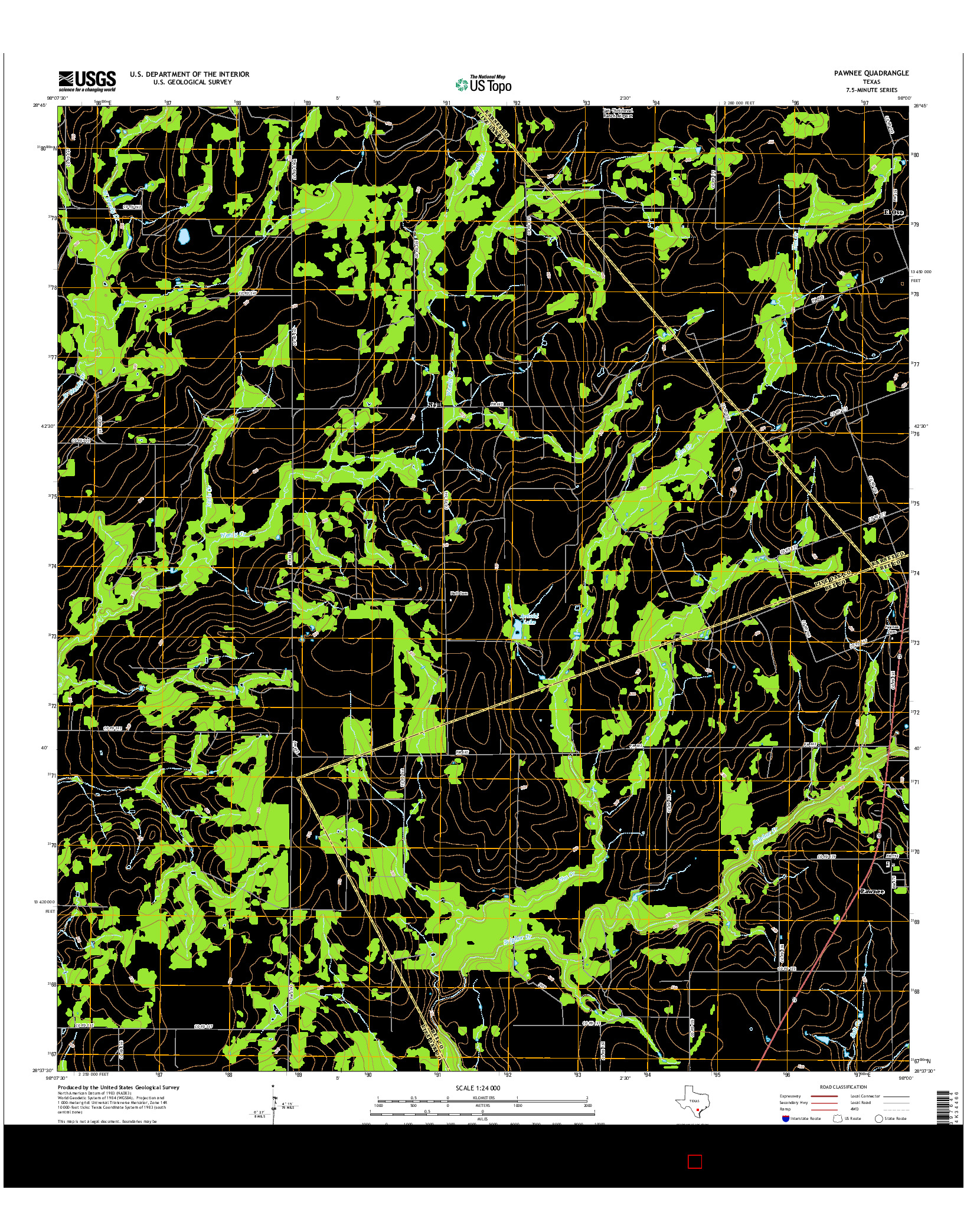 USGS US TOPO 7.5-MINUTE MAP FOR PAWNEE, TX 2016