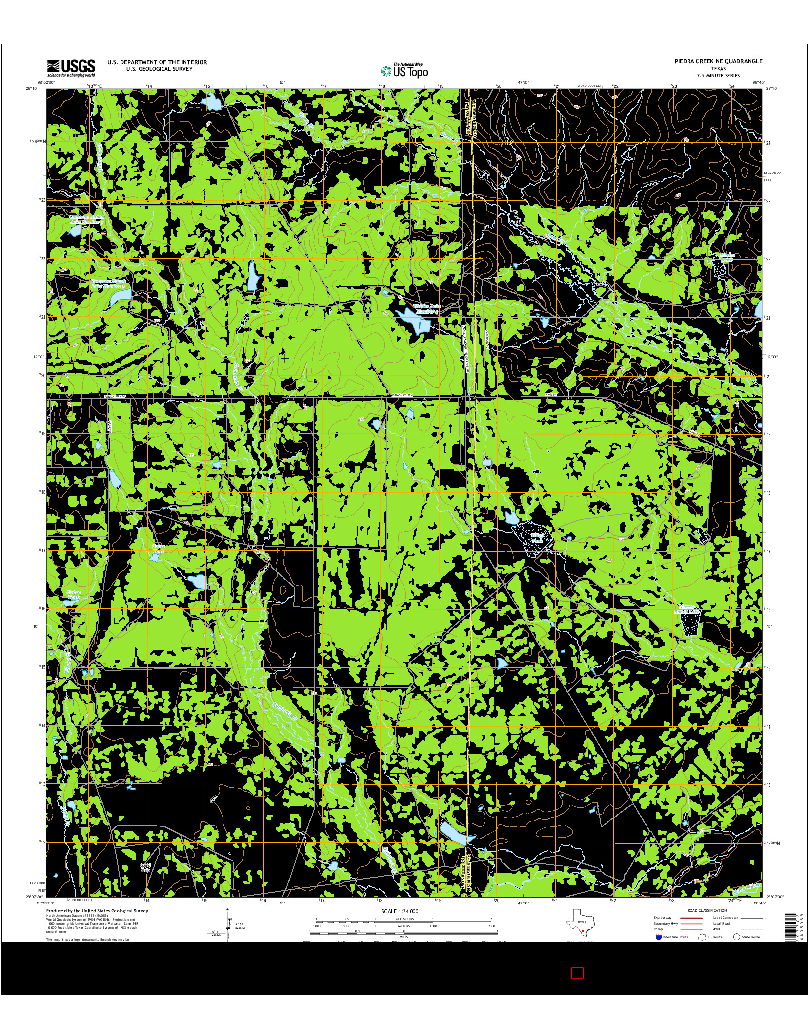 USGS US TOPO 7.5-MINUTE MAP FOR PIEDRA CREEK NE, TX 2016