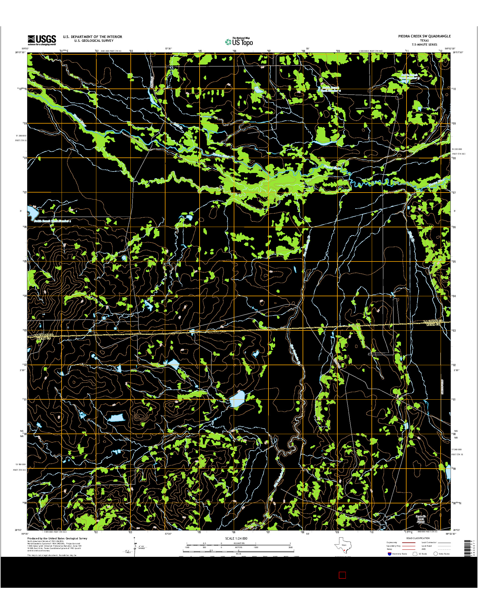 USGS US TOPO 7.5-MINUTE MAP FOR PIEDRA CREEK SW, TX 2016