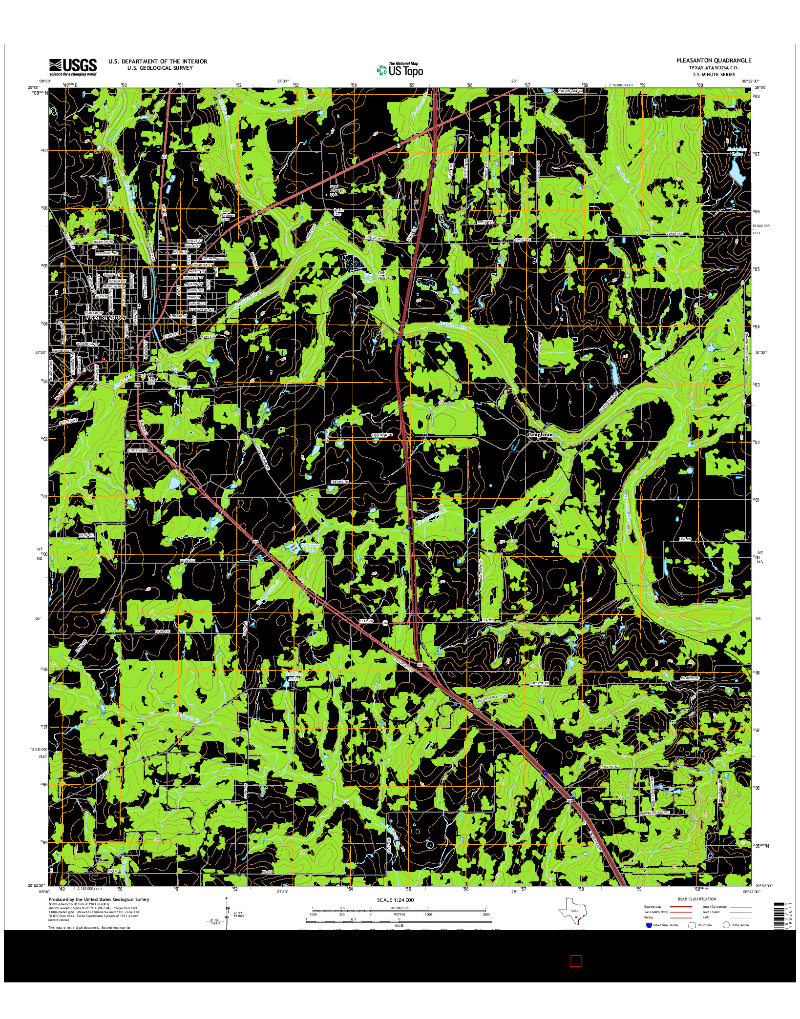 USGS US TOPO 7.5-MINUTE MAP FOR PLEASANTON, TX 2016