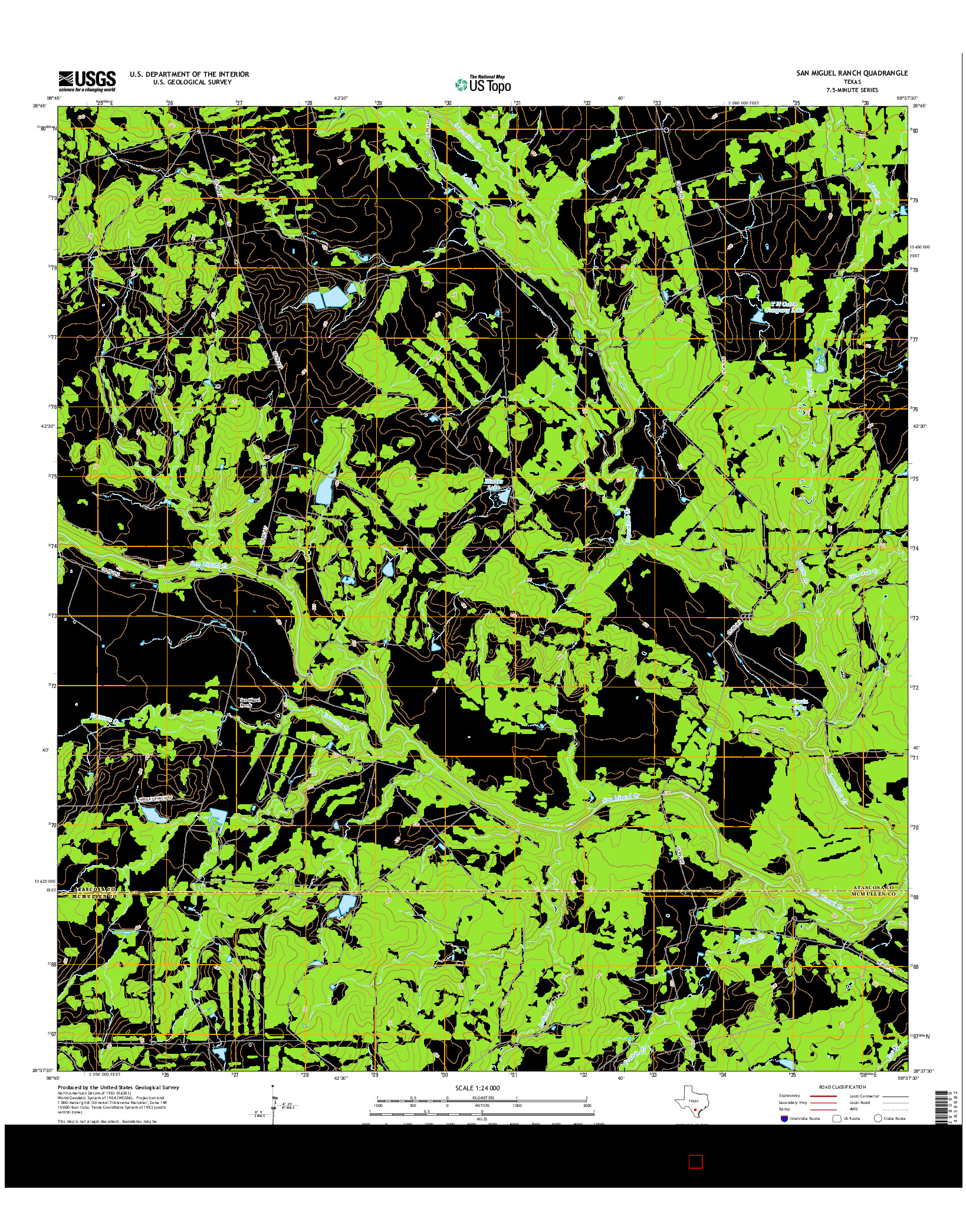 USGS US TOPO 7.5-MINUTE MAP FOR SAN MIGUEL RANCH, TX 2016