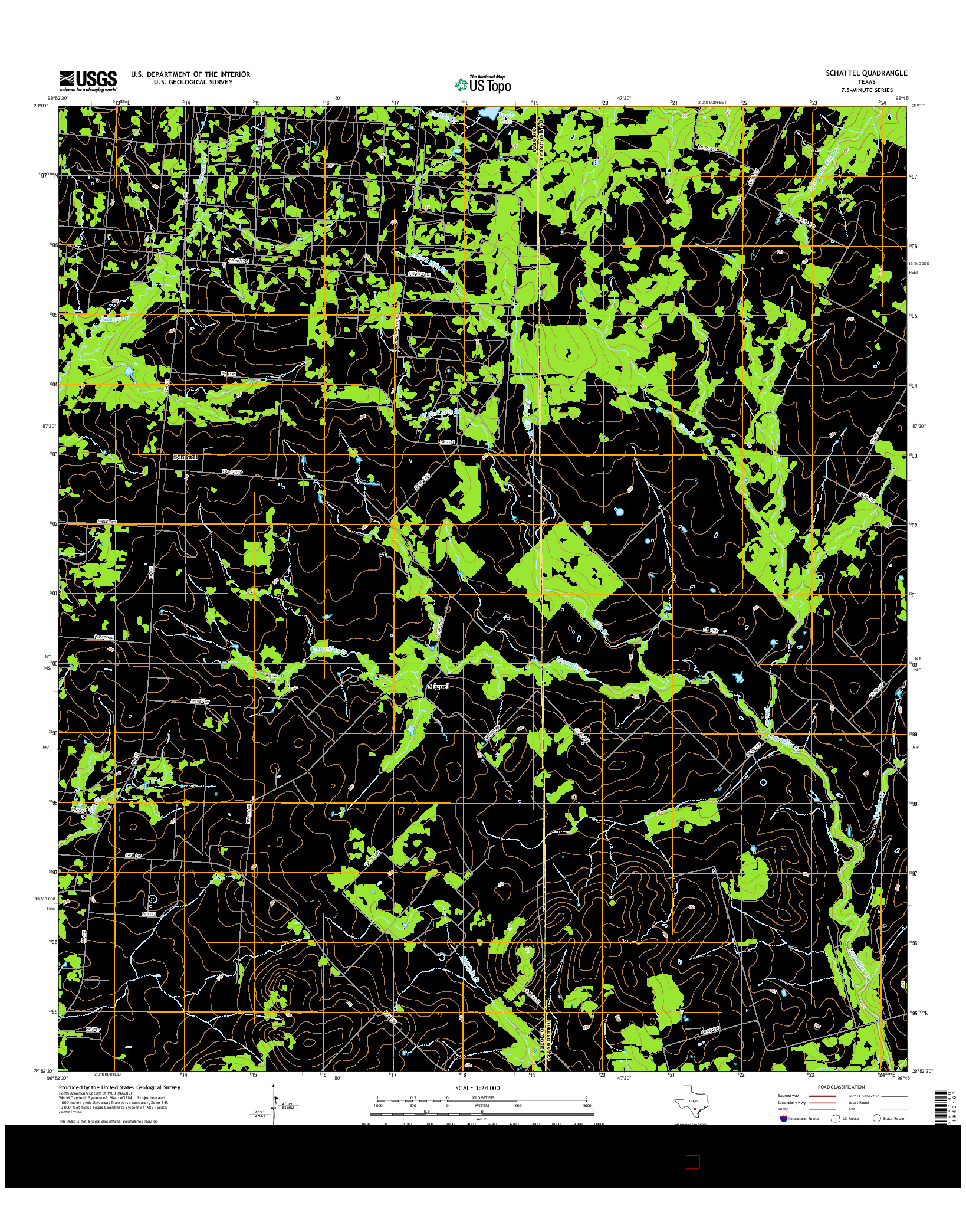 USGS US TOPO 7.5-MINUTE MAP FOR SCHATTEL, TX 2016