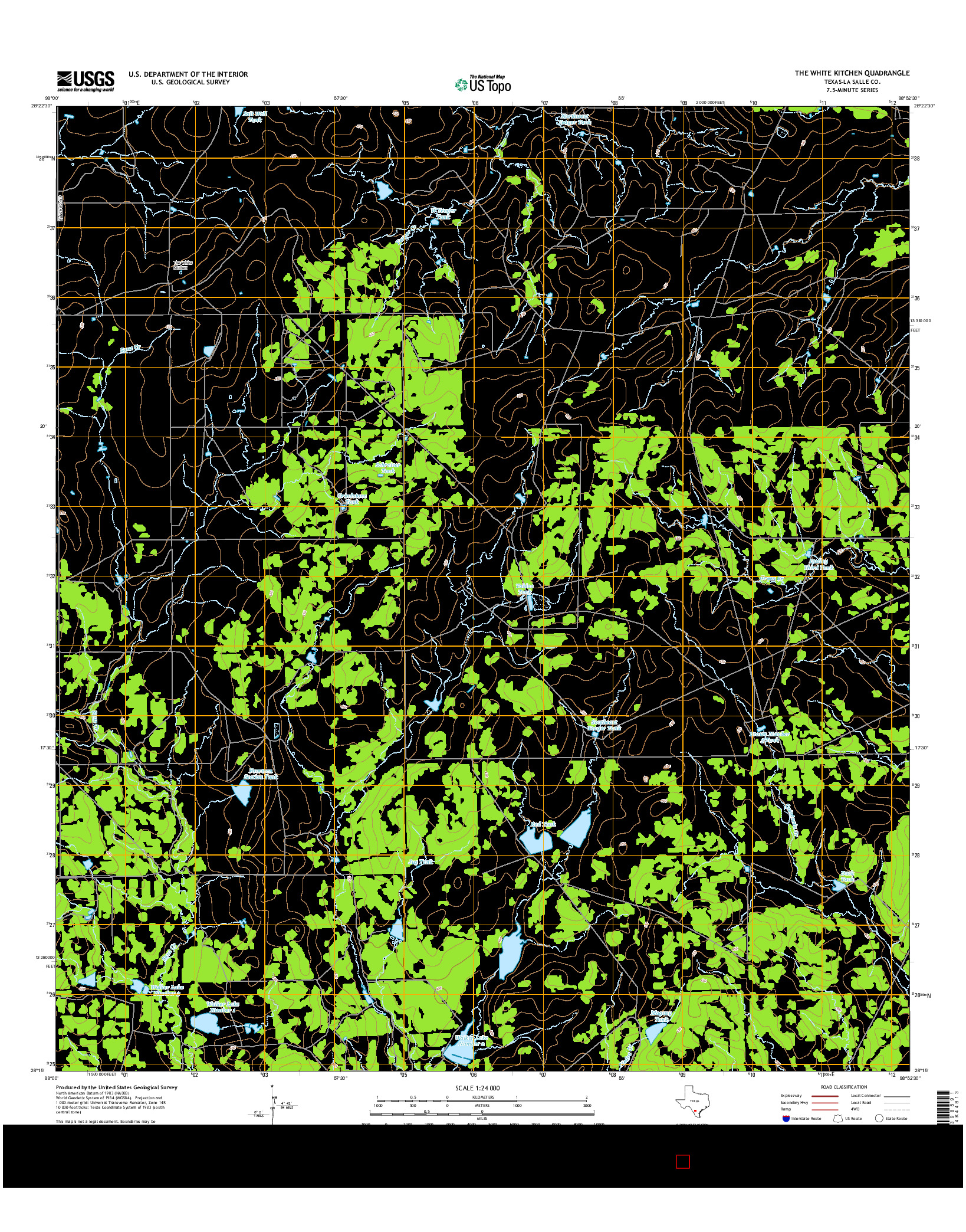 USGS US TOPO 7.5-MINUTE MAP FOR THE WHITE KITCHEN, TX 2016