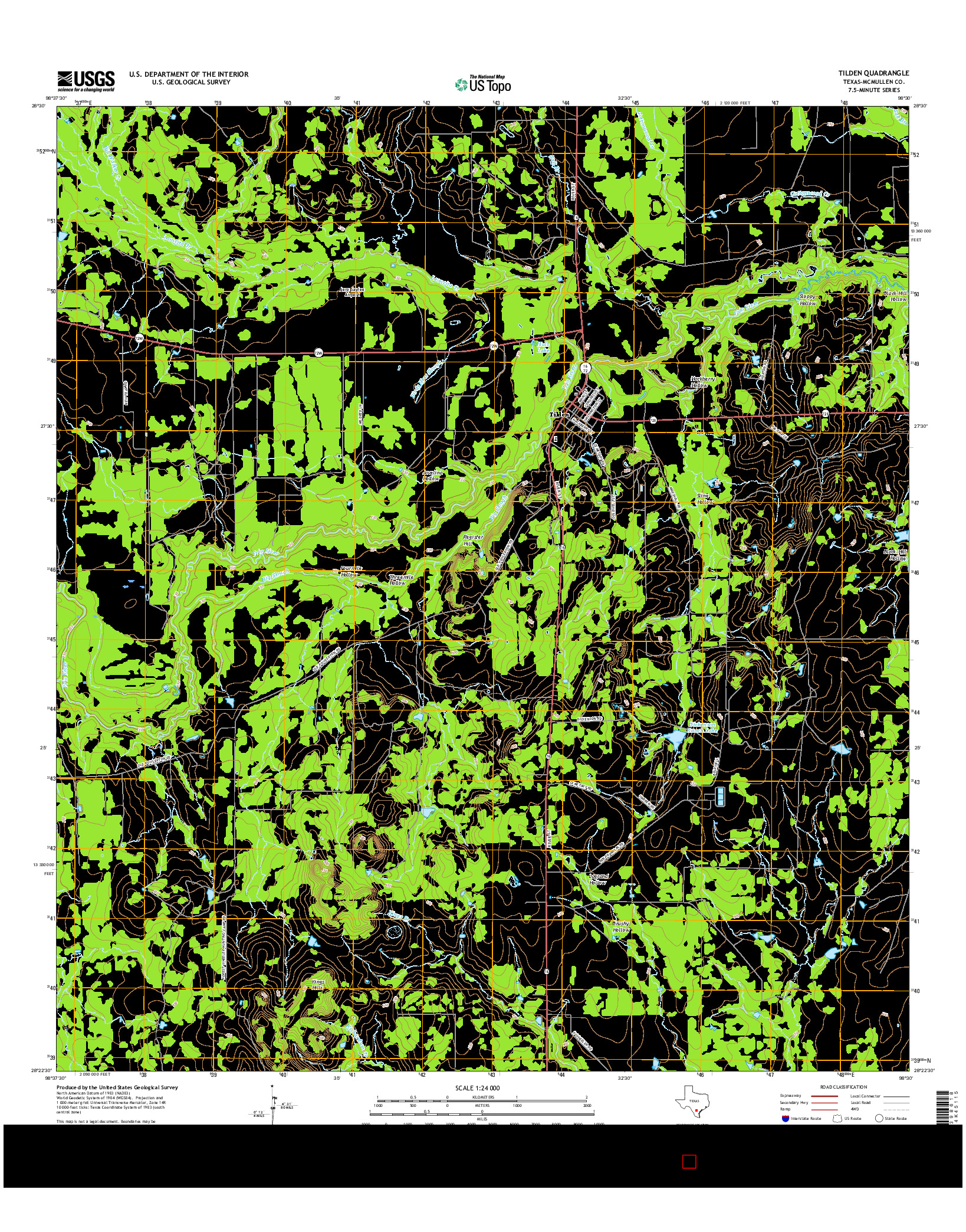 USGS US TOPO 7.5-MINUTE MAP FOR TILDEN, TX 2016