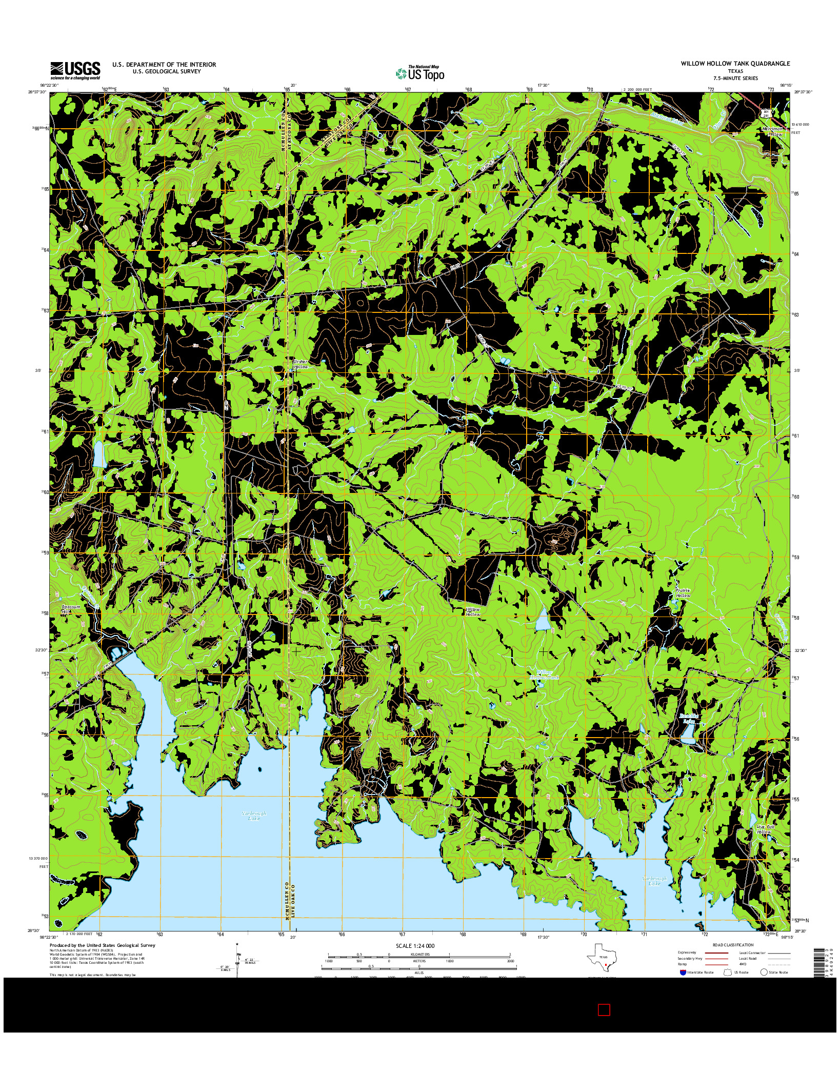 USGS US TOPO 7.5-MINUTE MAP FOR WILLOW HOLLOW TANK, TX 2016