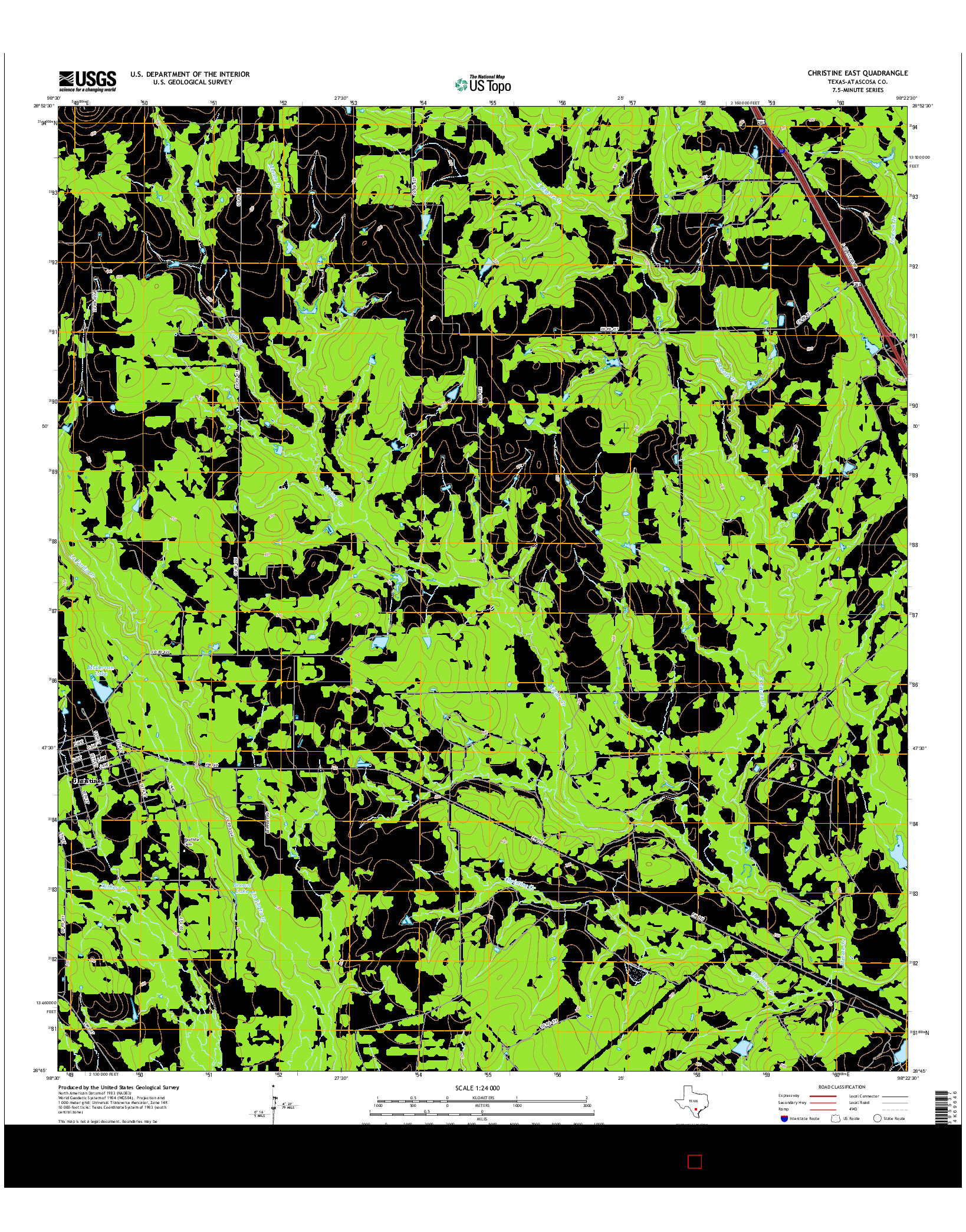 USGS US TOPO 7.5-MINUTE MAP FOR CHRISTINE EAST, TX 2016