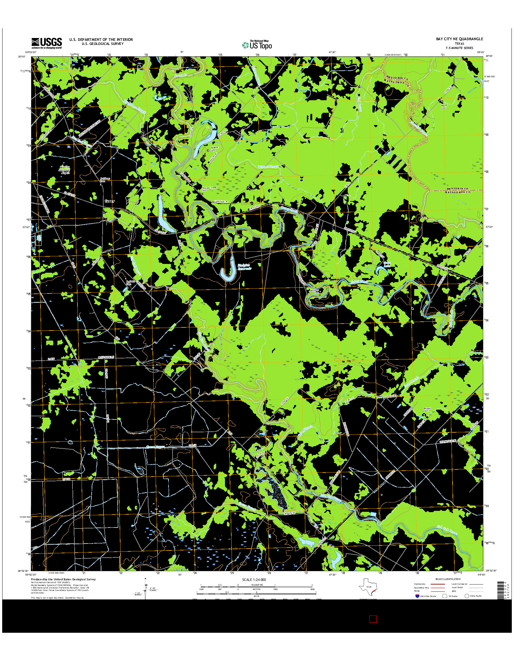 USGS US TOPO 7.5-MINUTE MAP FOR BAY CITY NE, TX 2016