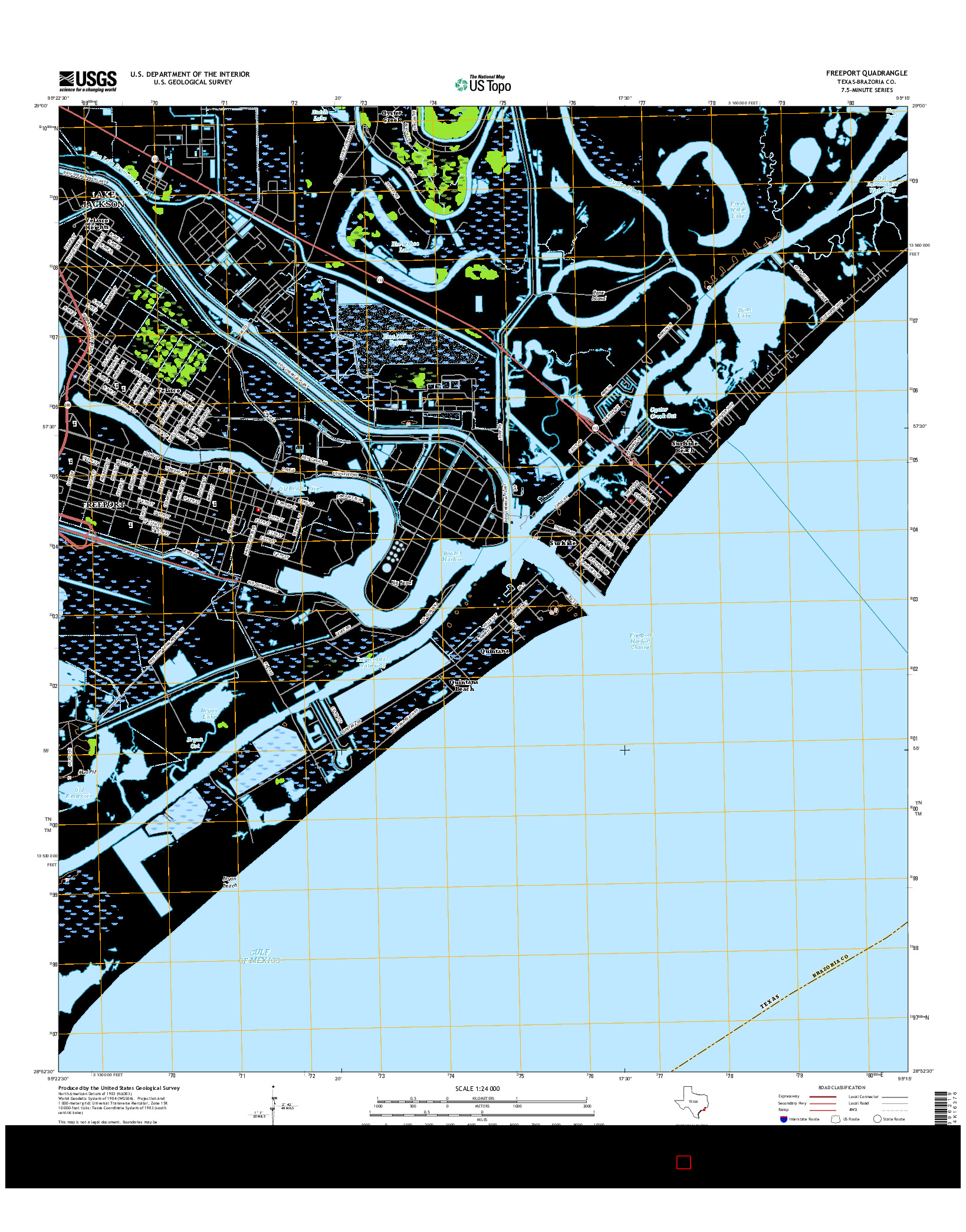 USGS US TOPO 7.5-MINUTE MAP FOR FREEPORT, TX 2016