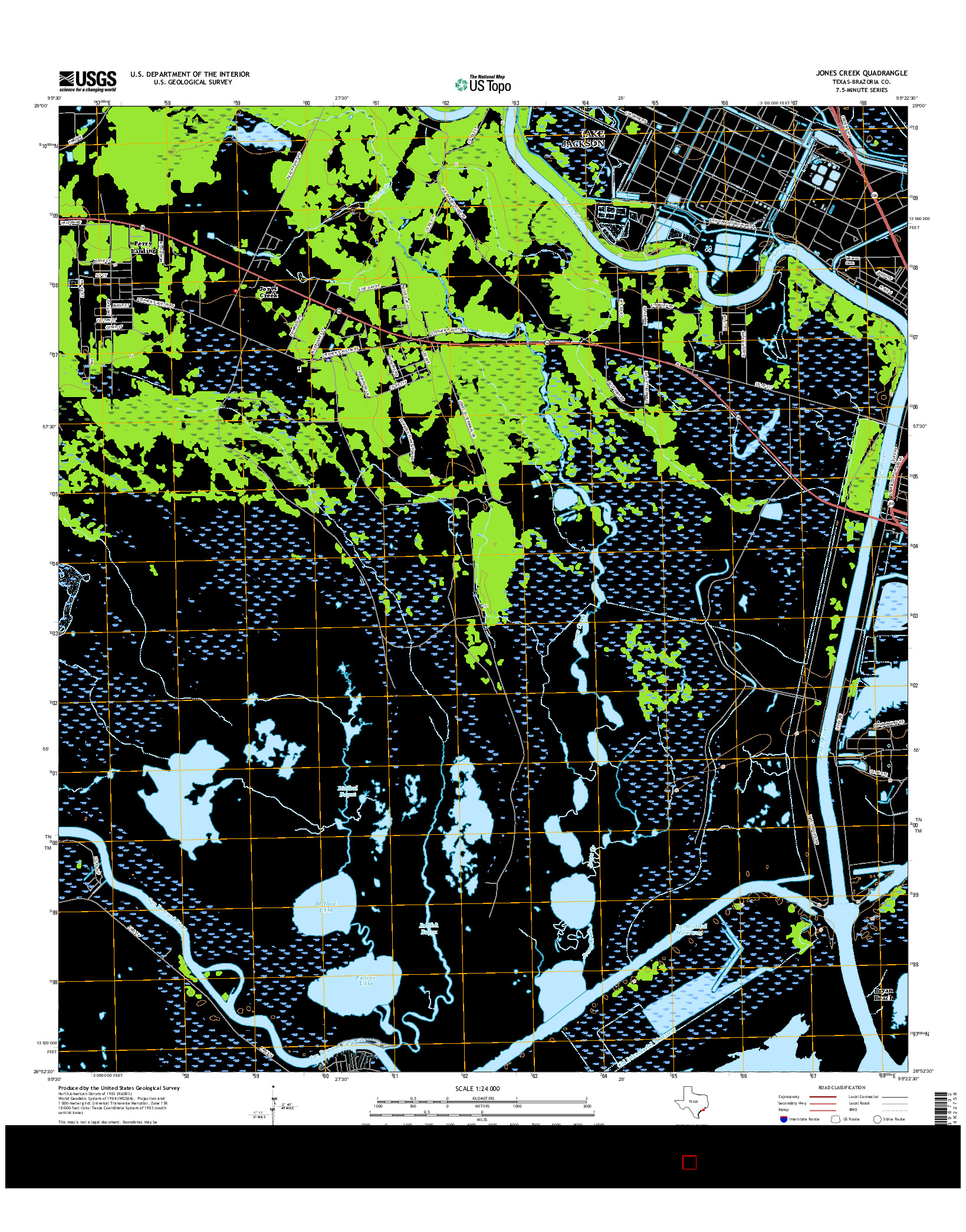 USGS US TOPO 7.5-MINUTE MAP FOR JONES CREEK, TX 2016