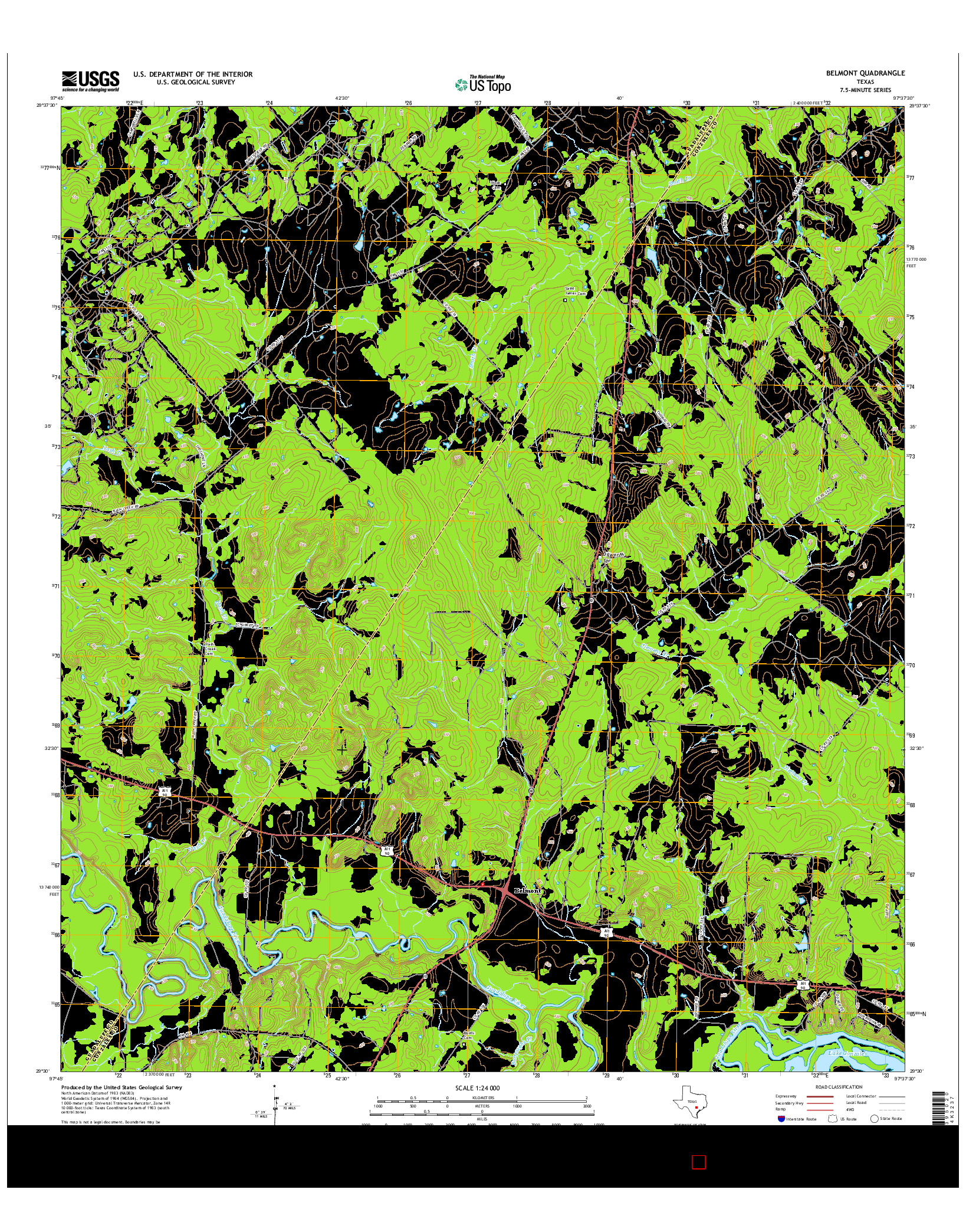 USGS US TOPO 7.5-MINUTE MAP FOR BELMONT, TX 2016