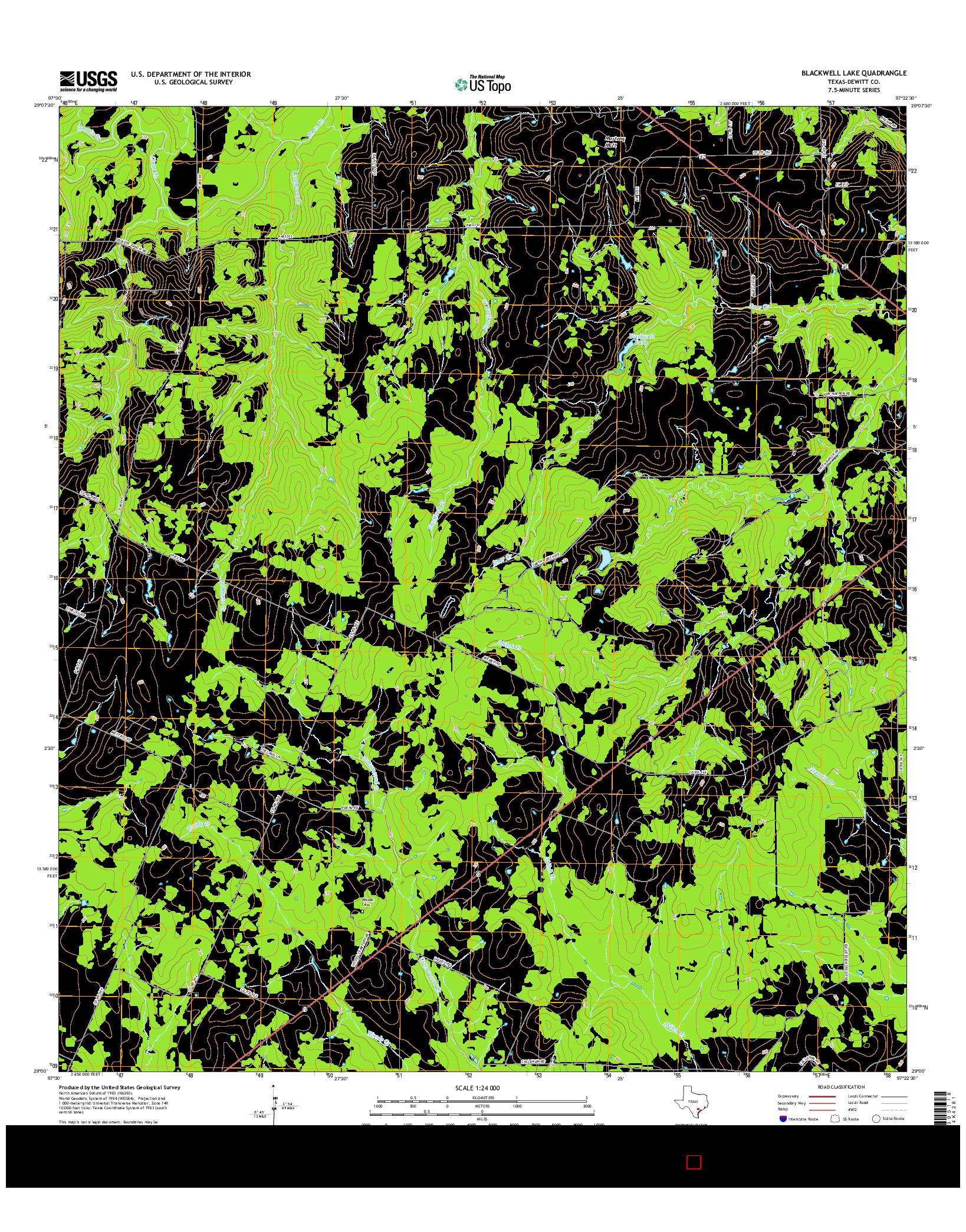 USGS US TOPO 7.5-MINUTE MAP FOR BLACKWELL LAKE, TX 2016