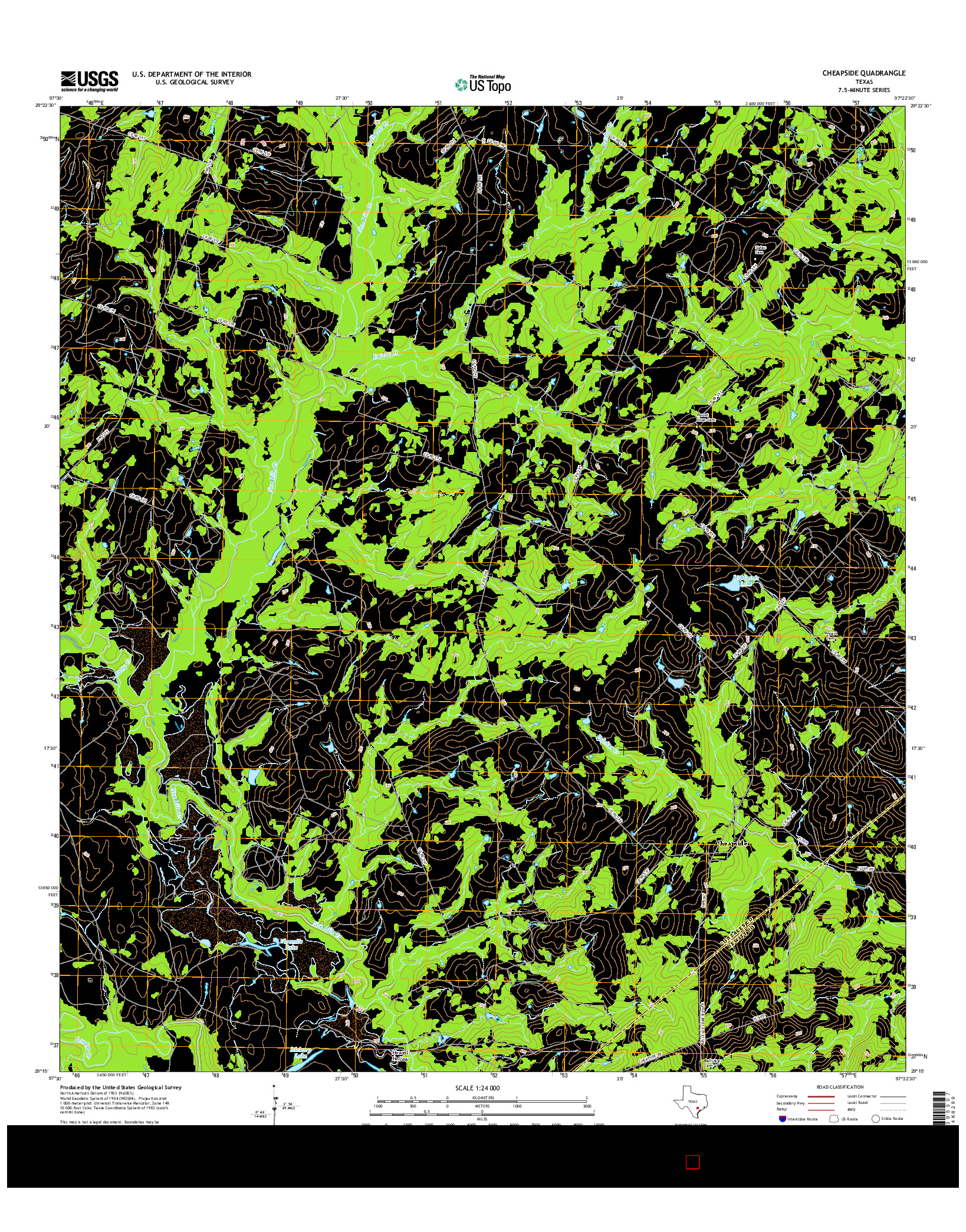 USGS US TOPO 7.5-MINUTE MAP FOR CHEAPSIDE, TX 2016