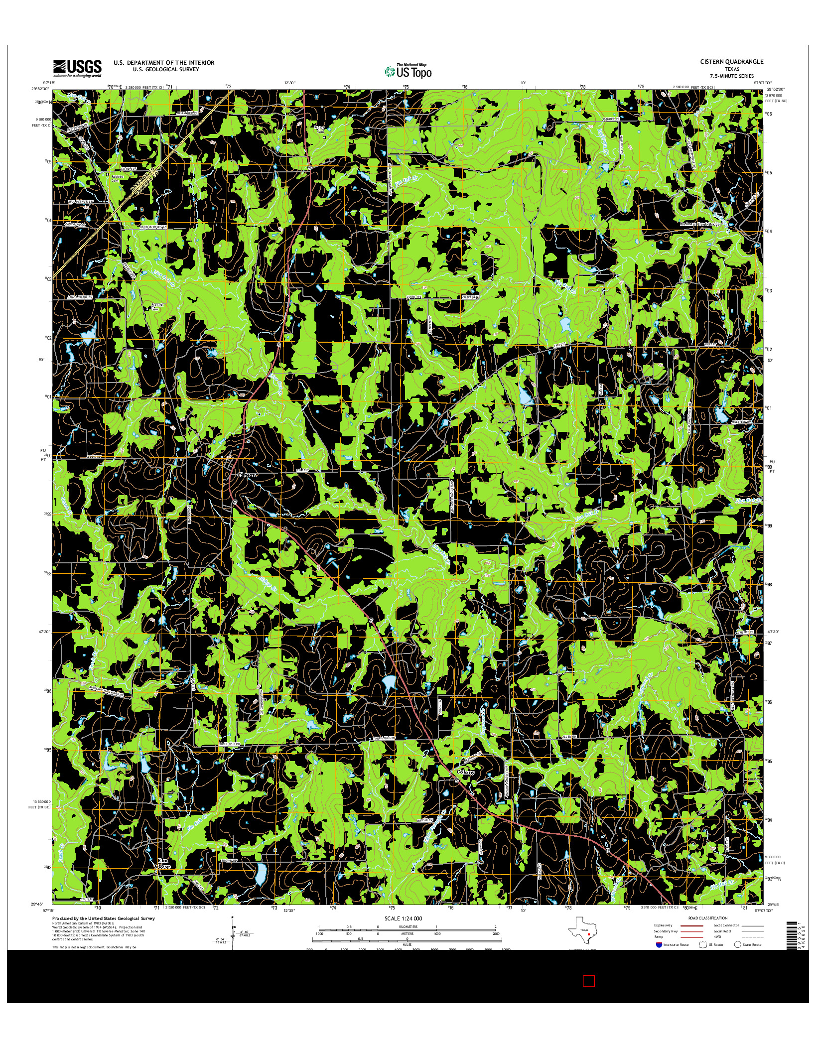 USGS US TOPO 7.5-MINUTE MAP FOR CISTERN, TX 2016