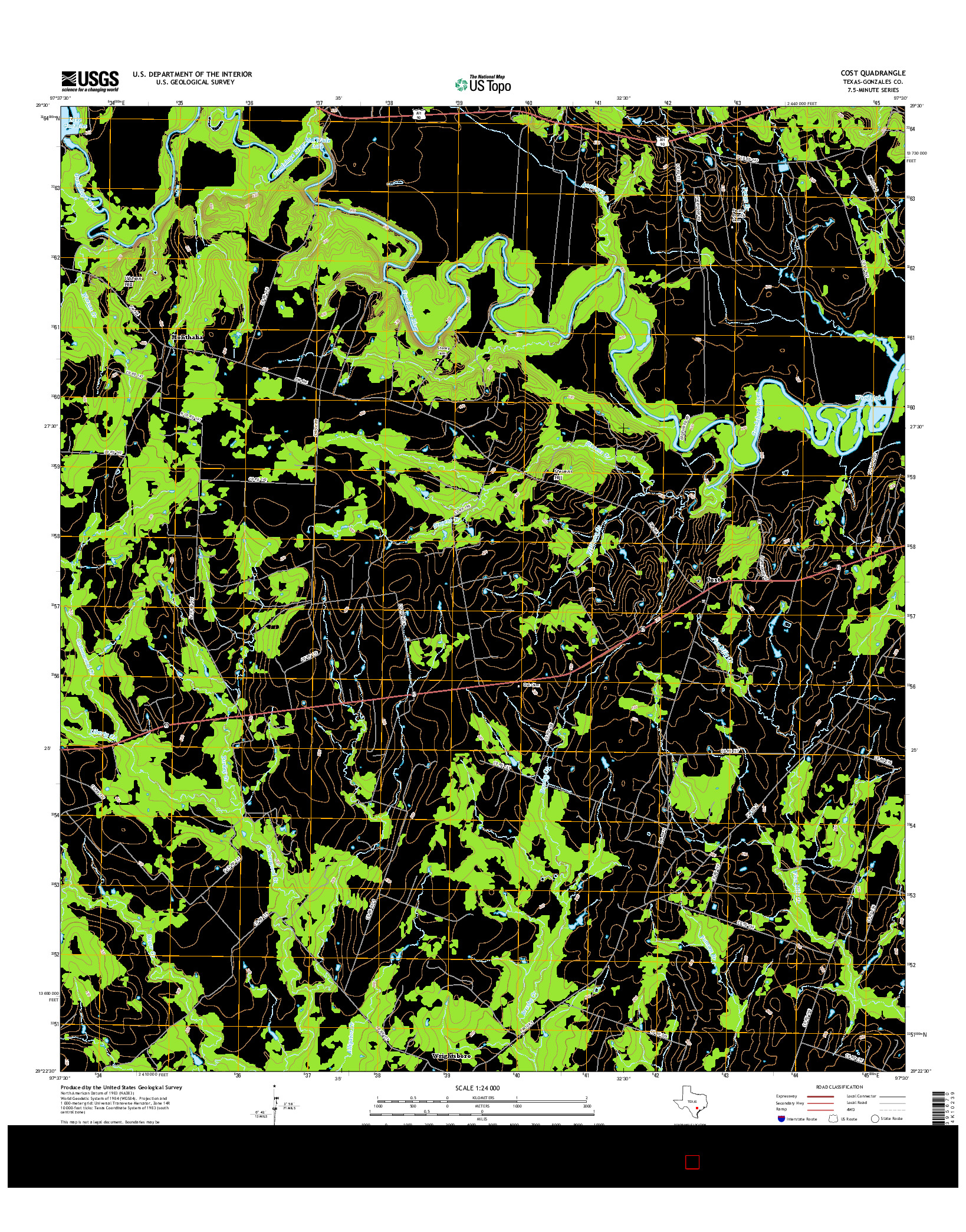 USGS US TOPO 7.5-MINUTE MAP FOR COST, TX 2016