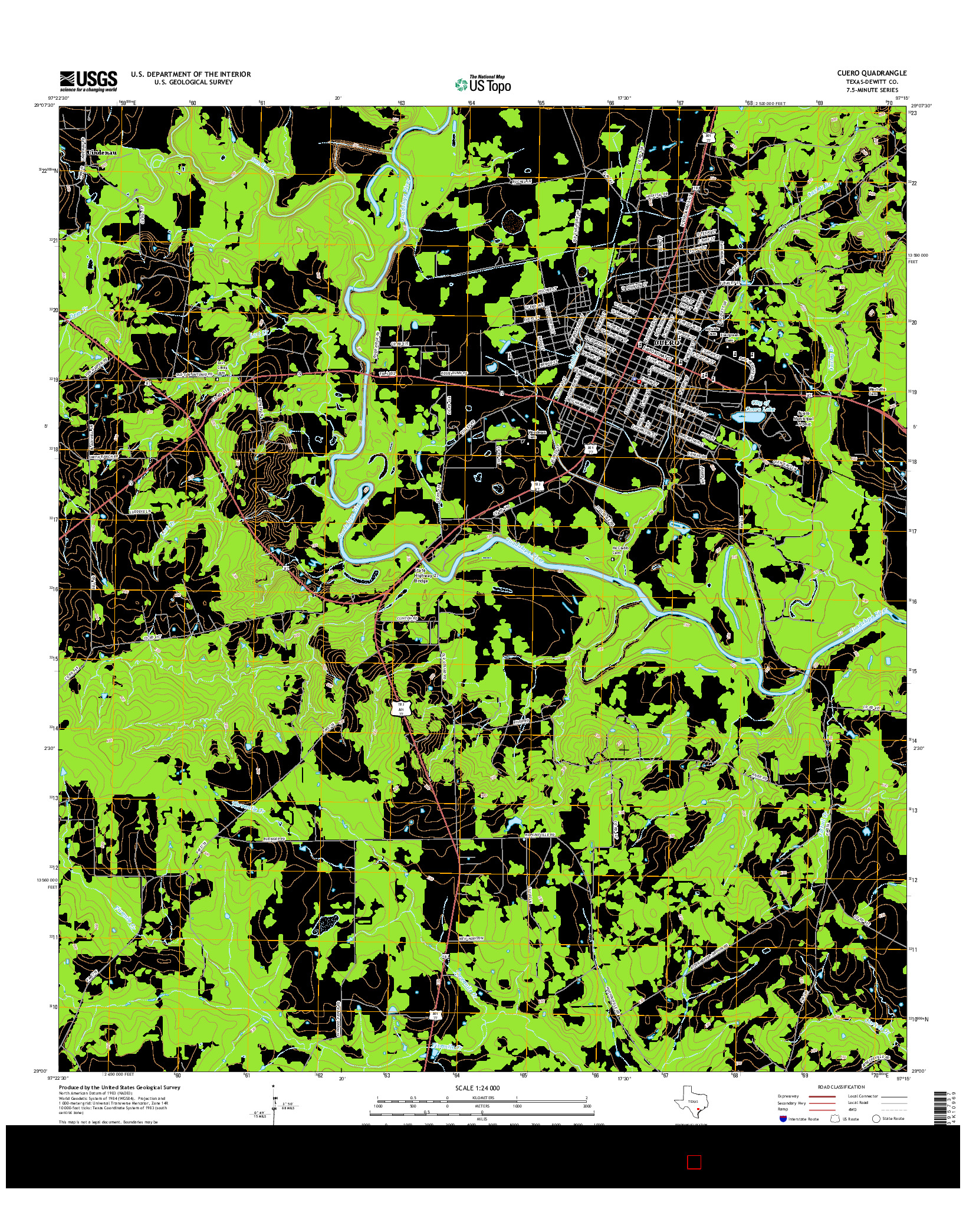 USGS US TOPO 7.5-MINUTE MAP FOR CUERO, TX 2016