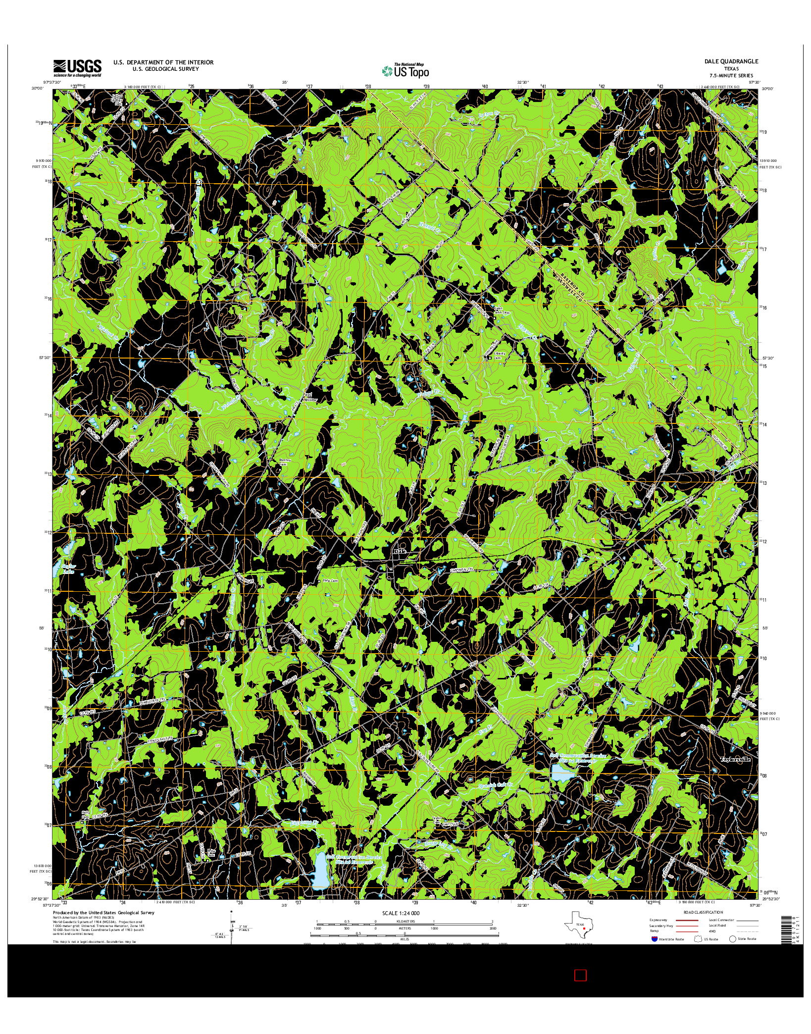 USGS US TOPO 7.5-MINUTE MAP FOR DALE, TX 2016