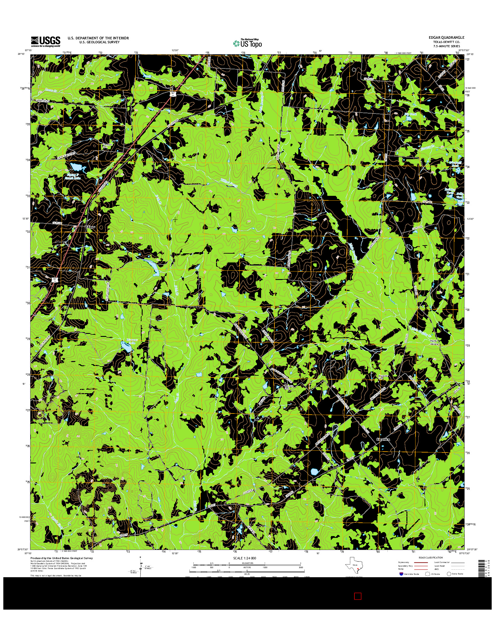 USGS US TOPO 7.5-MINUTE MAP FOR EDGAR, TX 2016