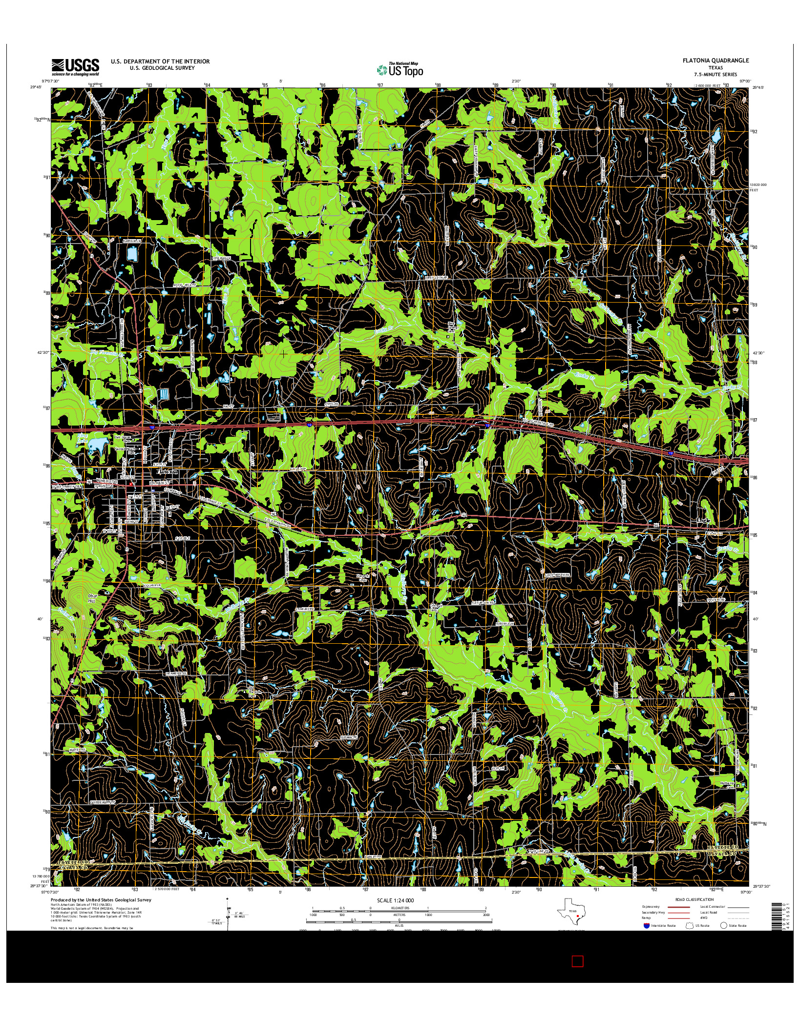 USGS US TOPO 7.5-MINUTE MAP FOR FLATONIA, TX 2016