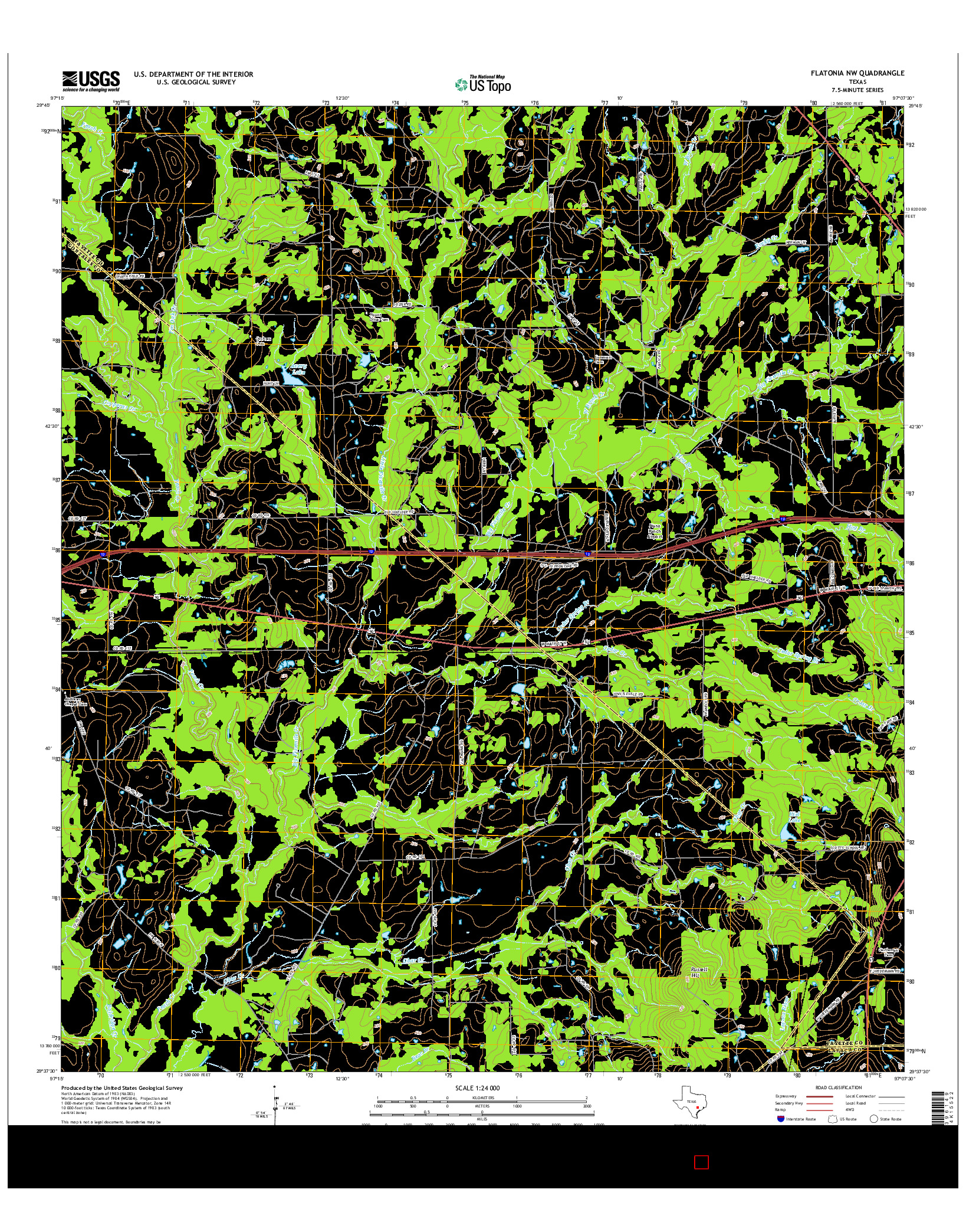 USGS US TOPO 7.5-MINUTE MAP FOR FLATONIA NW, TX 2016