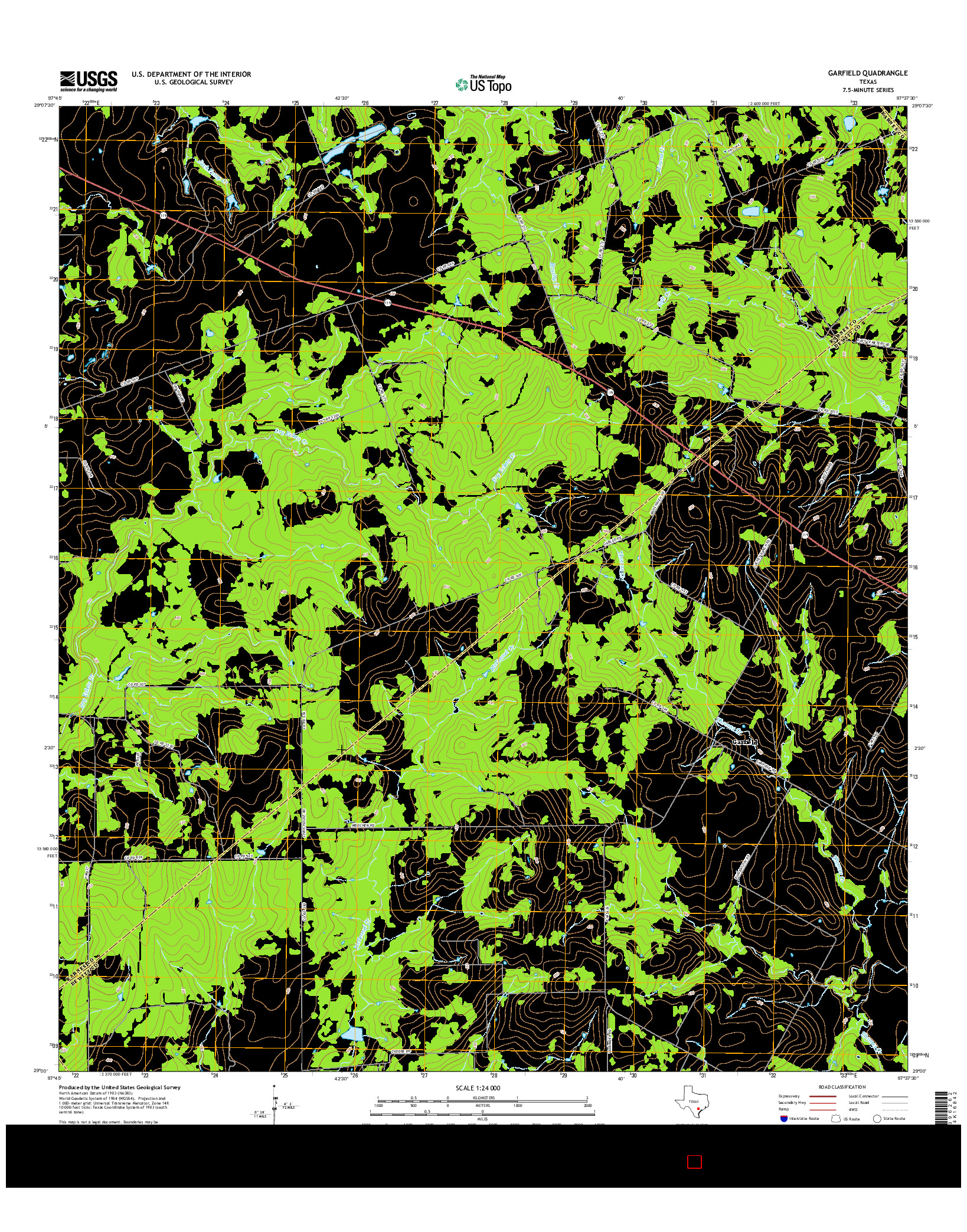 USGS US TOPO 7.5-MINUTE MAP FOR GARFIELD, TX 2016