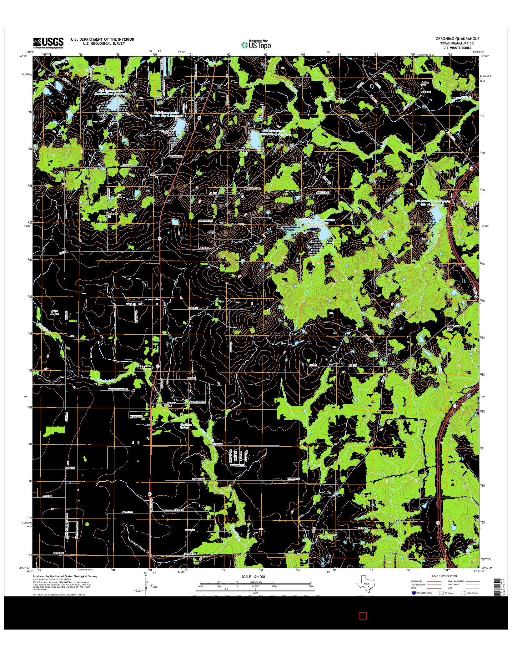 USGS US TOPO 7.5-MINUTE MAP FOR GERONIMO, TX 2016