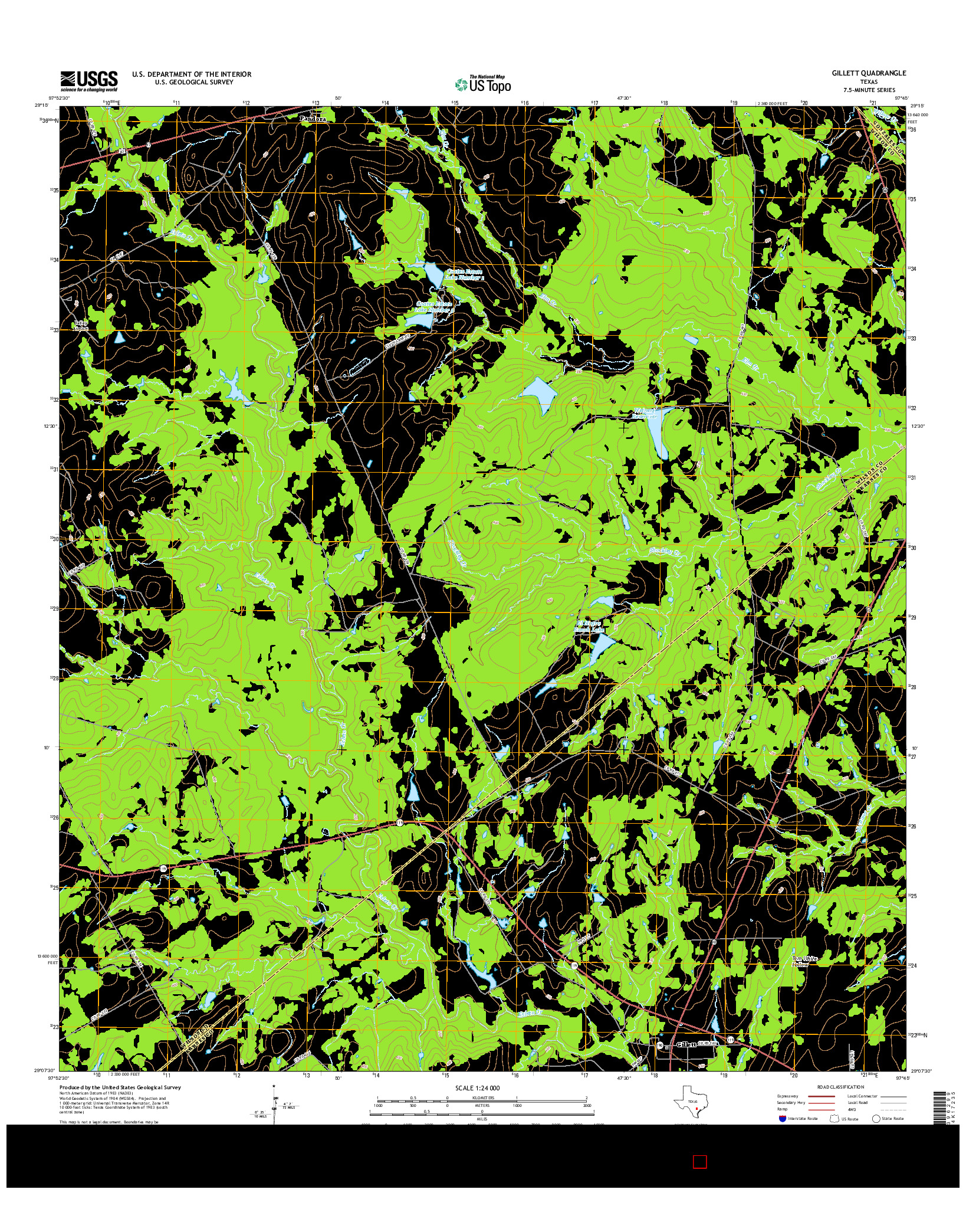 USGS US TOPO 7.5-MINUTE MAP FOR GILLETT, TX 2016