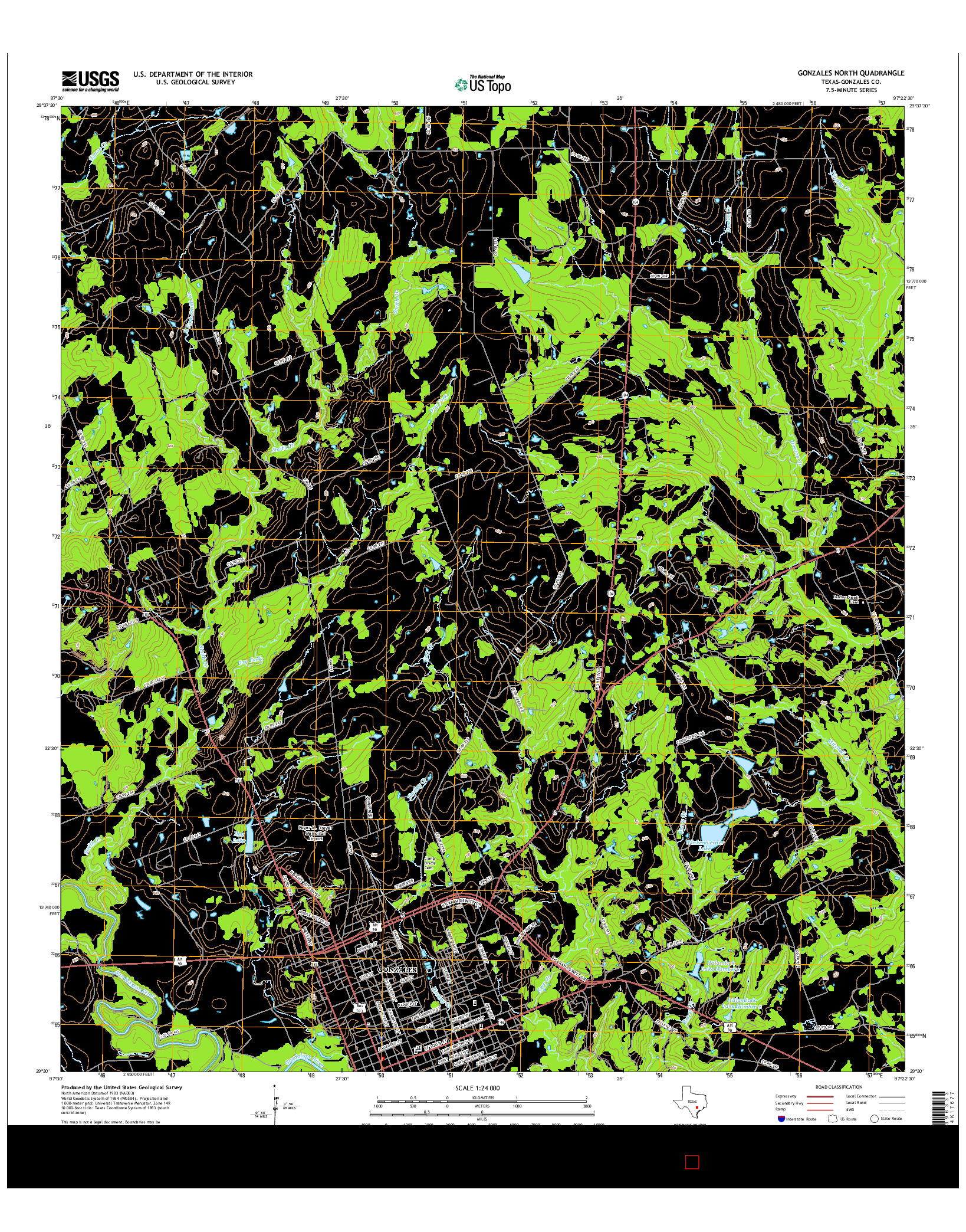 USGS US TOPO 7.5-MINUTE MAP FOR GONZALES NORTH, TX 2016