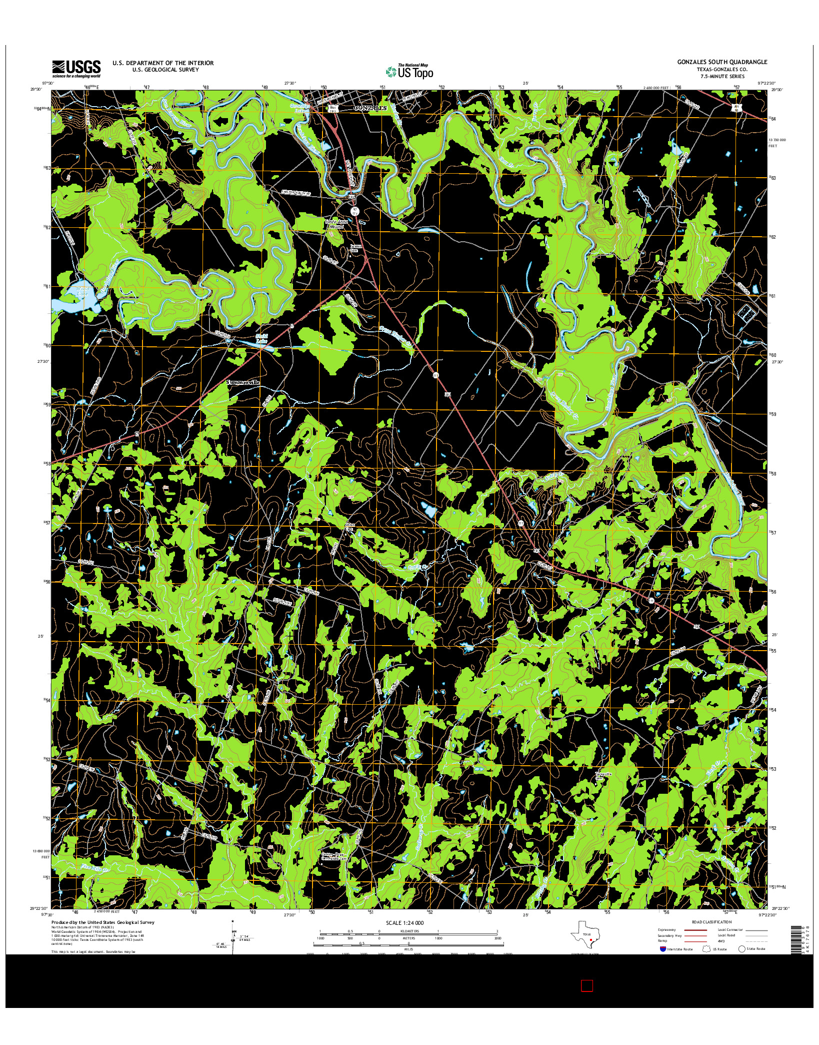 USGS US TOPO 7.5-MINUTE MAP FOR GONZALES SOUTH, TX 2016