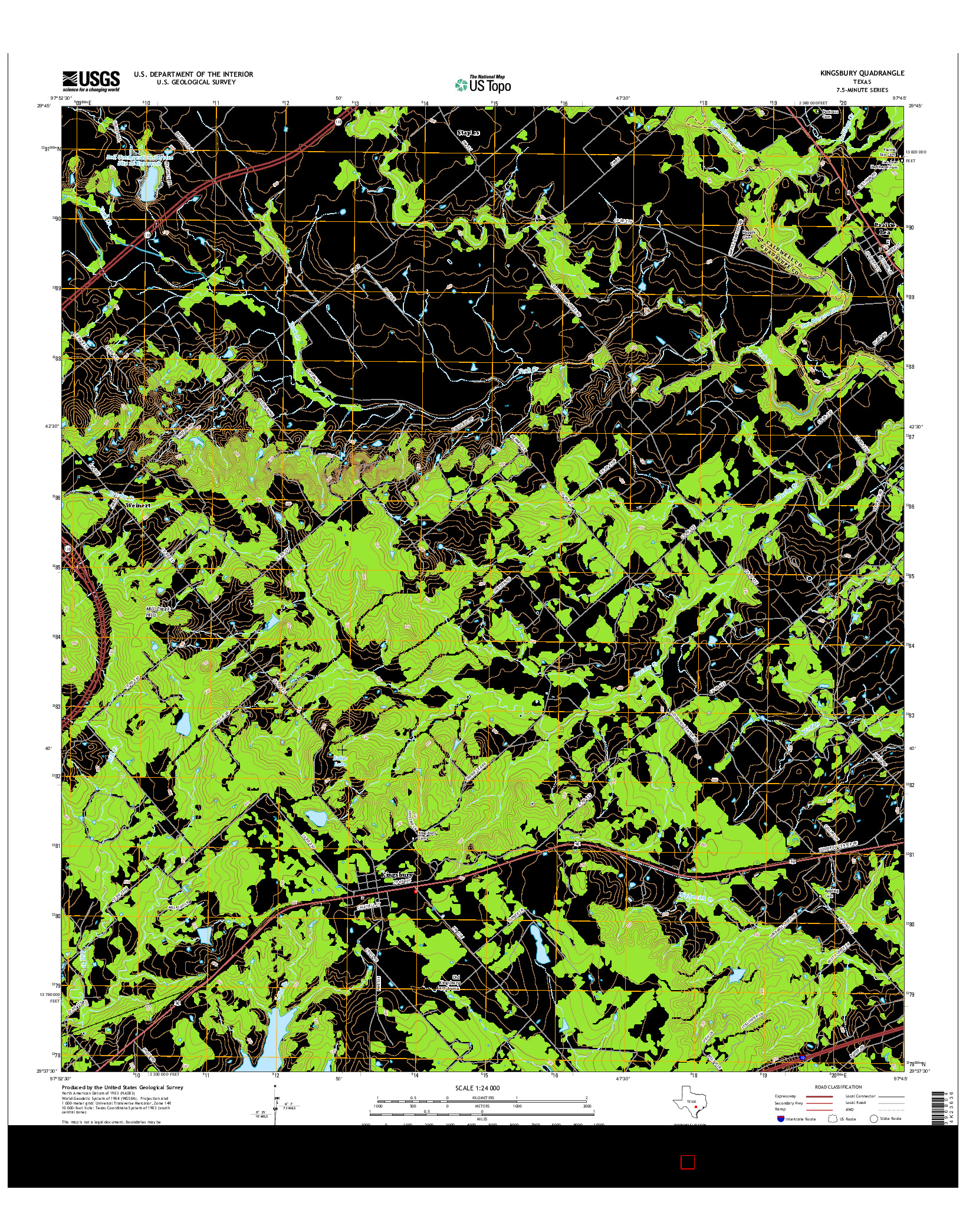 USGS US TOPO 7.5-MINUTE MAP FOR KINGSBURY, TX 2016