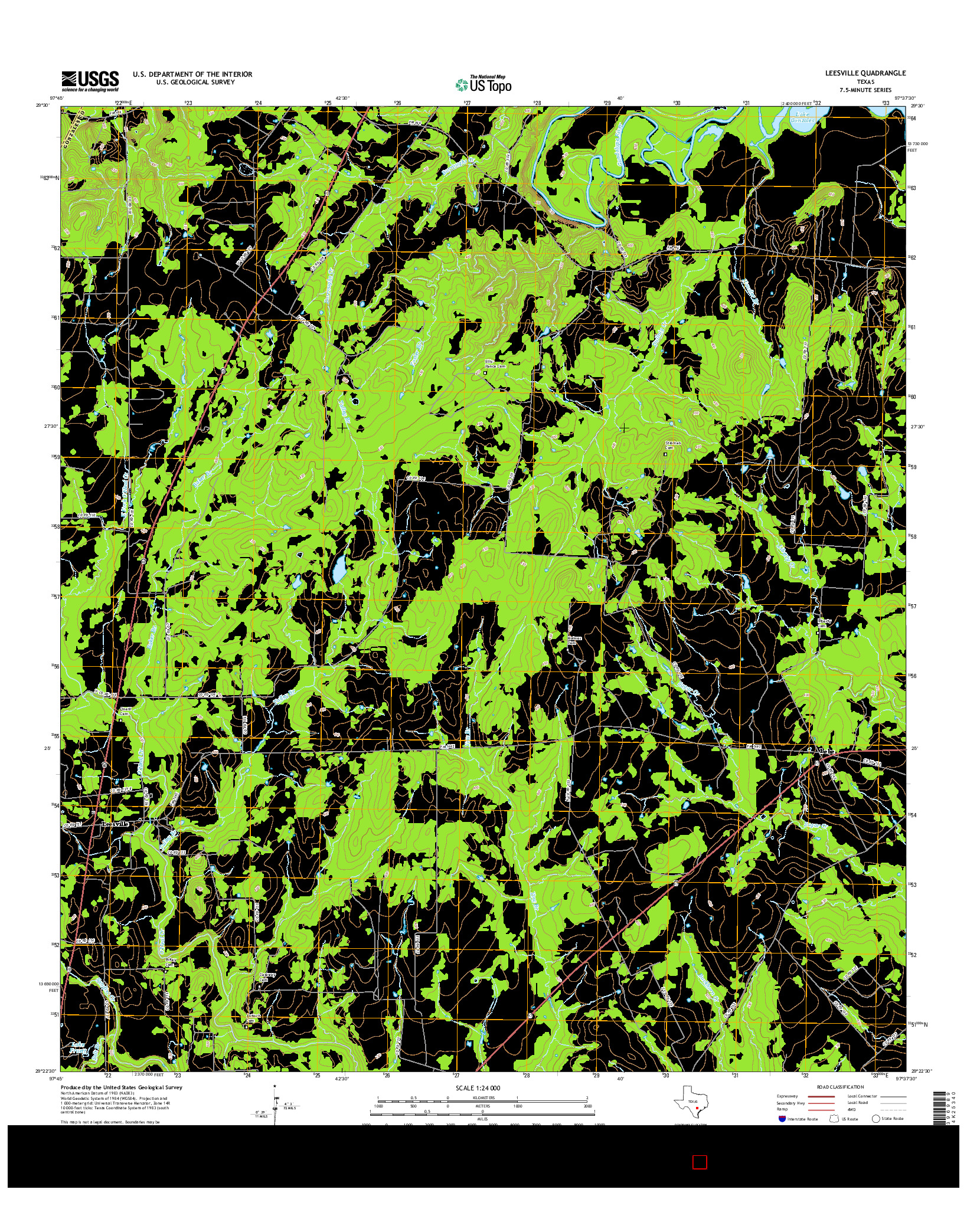 USGS US TOPO 7.5-MINUTE MAP FOR LEESVILLE, TX 2016