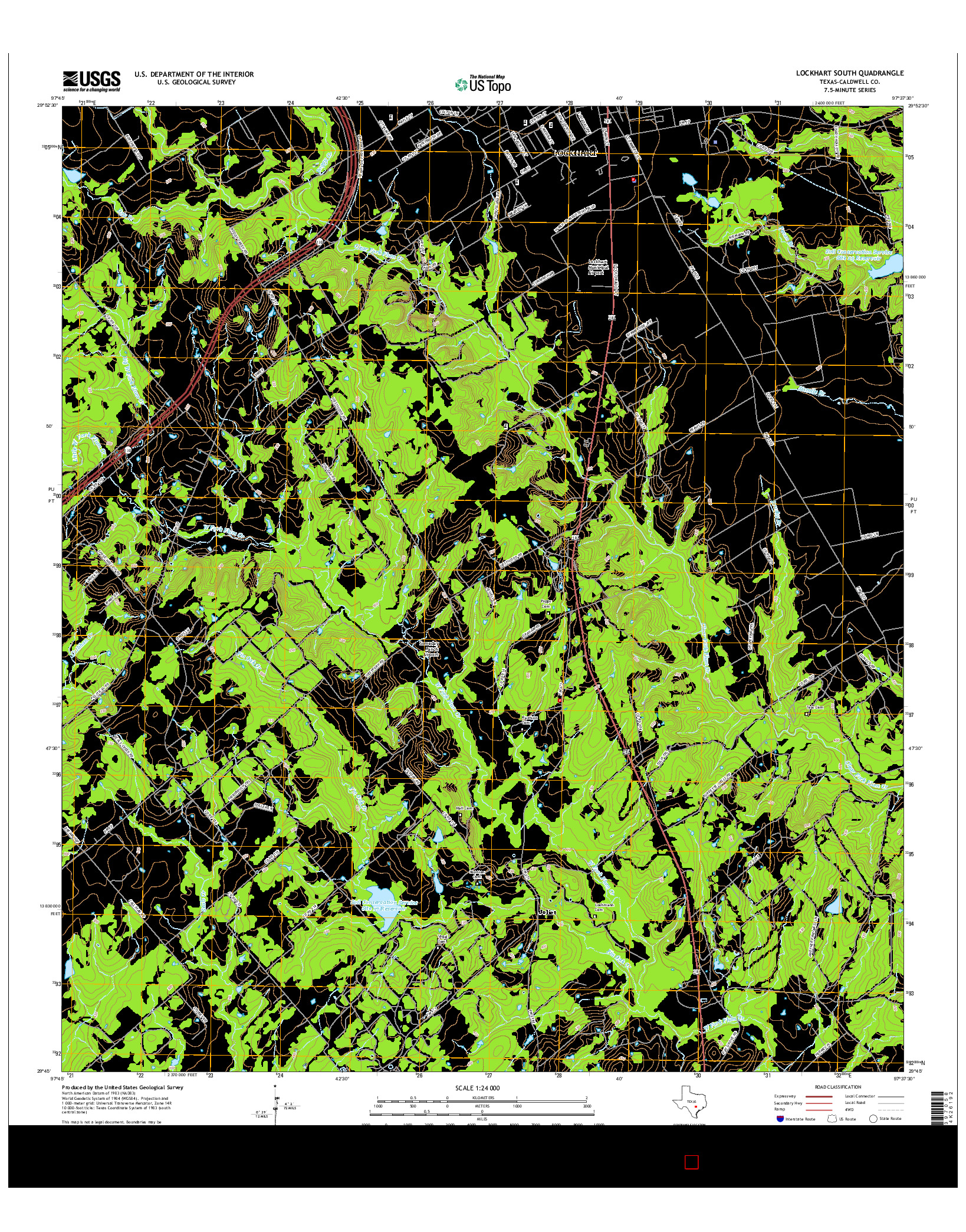 USGS US TOPO 7.5-MINUTE MAP FOR LOCKHART SOUTH, TX 2016