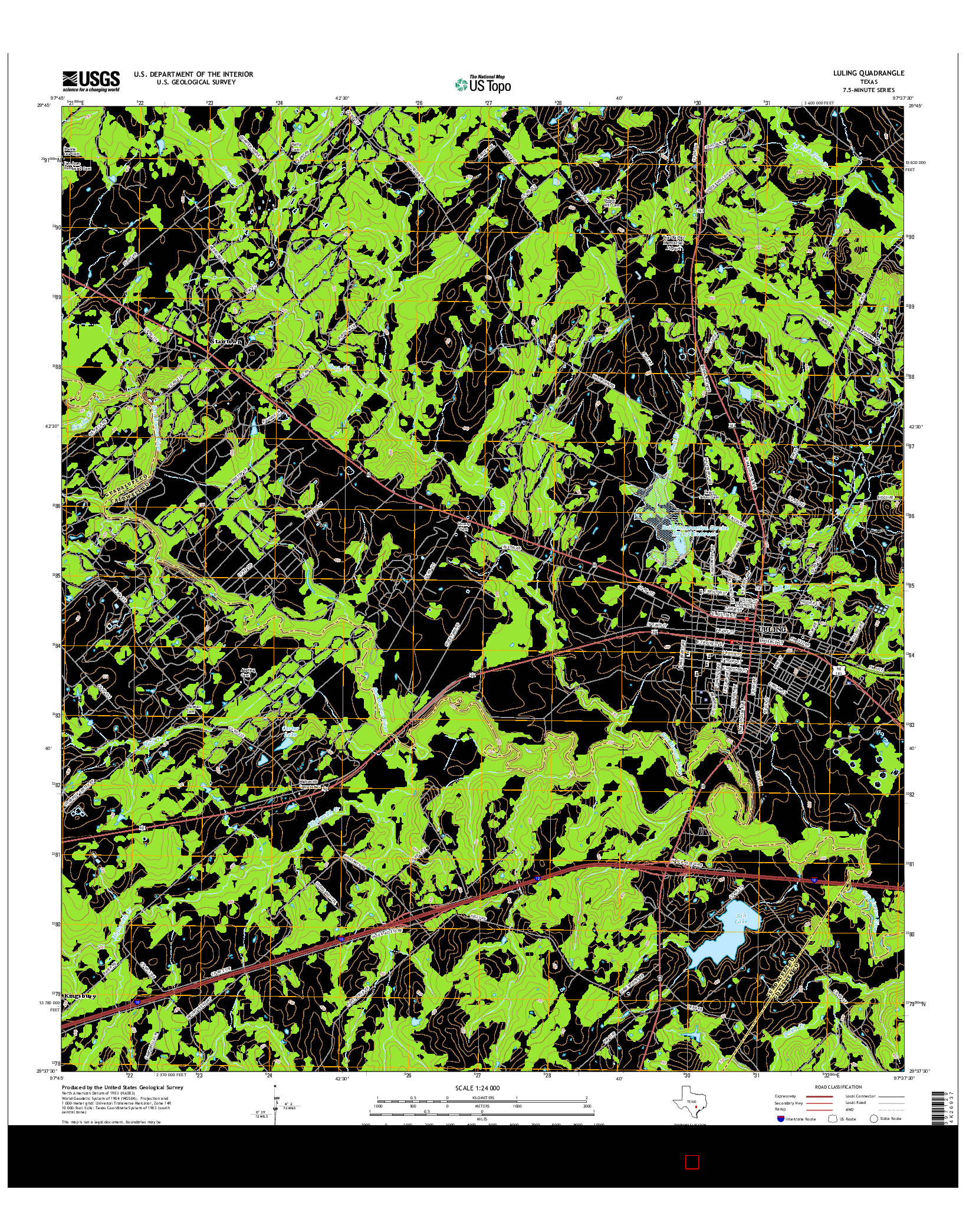 USGS US TOPO 7.5-MINUTE MAP FOR LULING, TX 2016