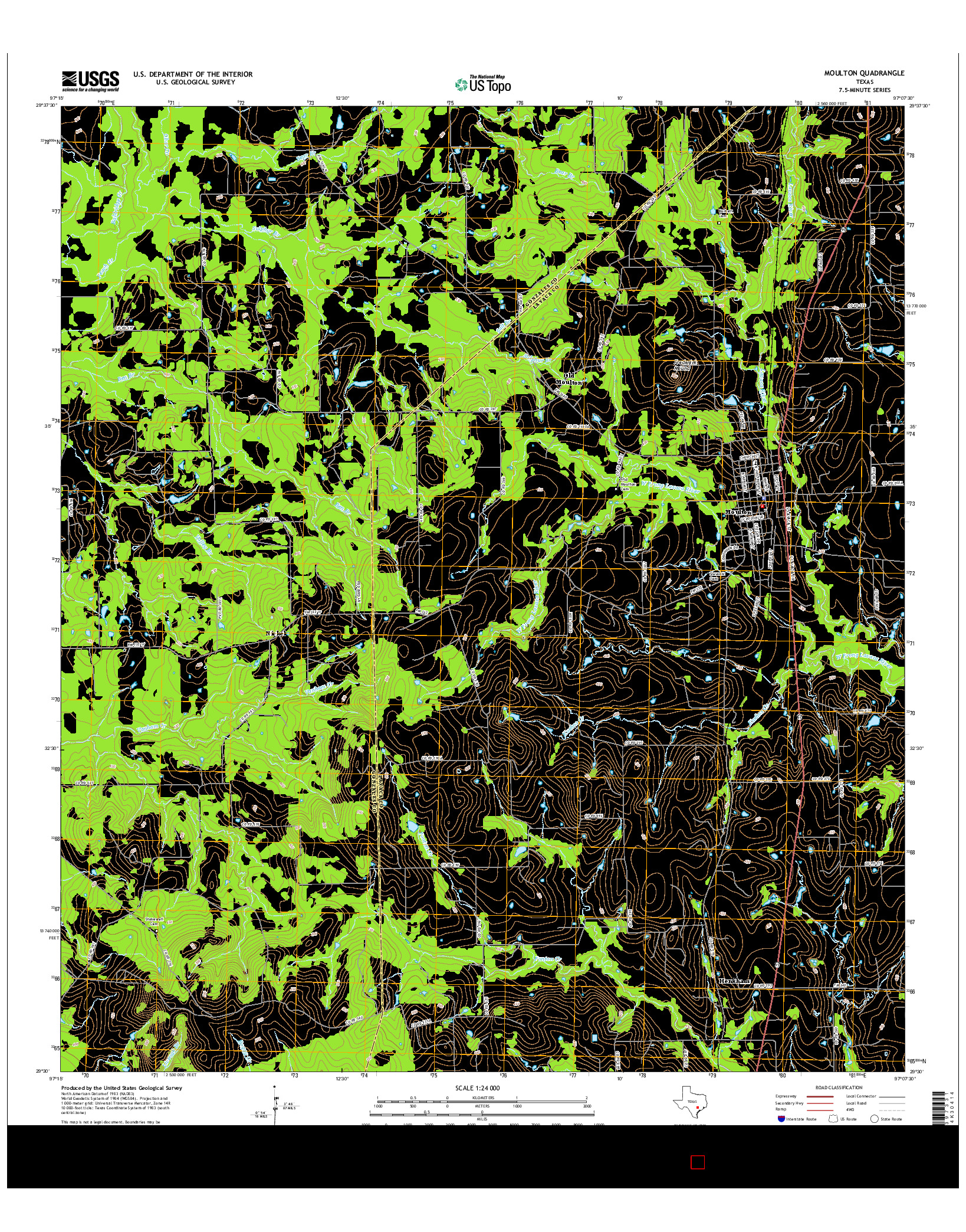 USGS US TOPO 7.5-MINUTE MAP FOR MOULTON, TX 2016