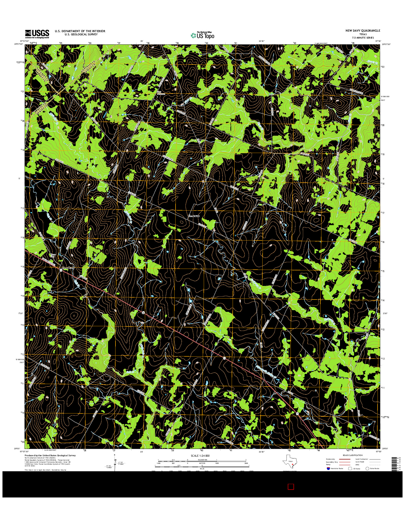 USGS US TOPO 7.5-MINUTE MAP FOR NEW DAVY, TX 2016