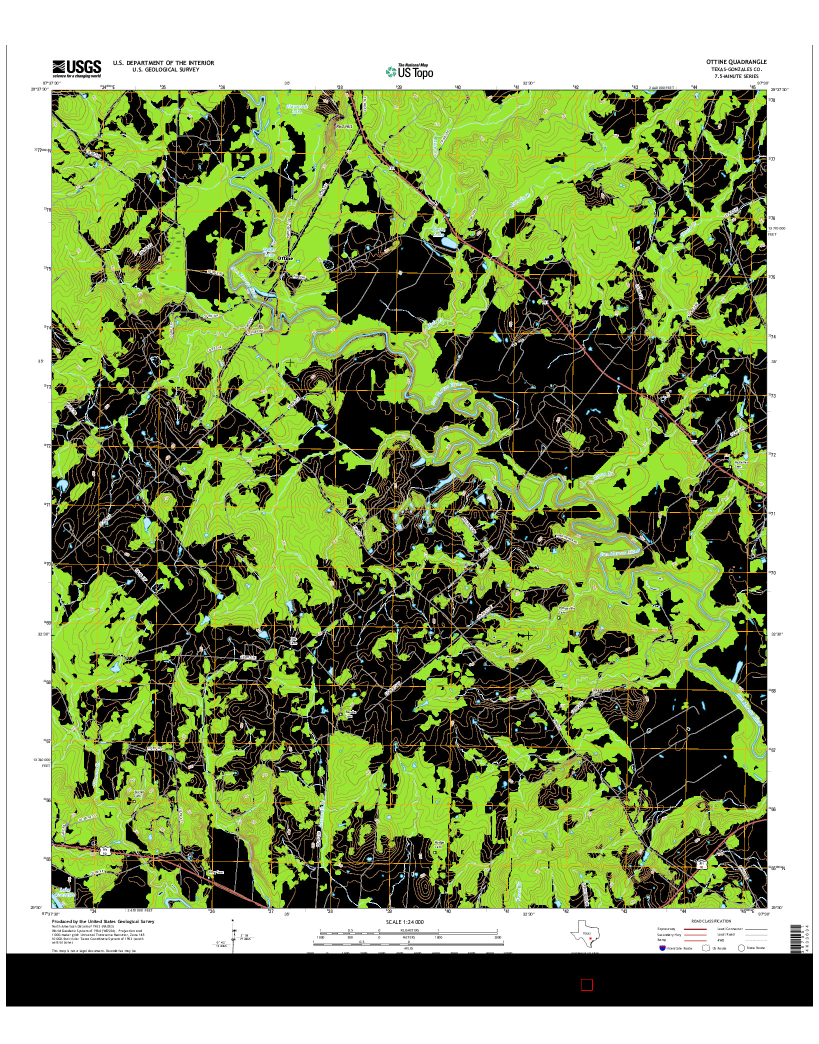 USGS US TOPO 7.5-MINUTE MAP FOR OTTINE, TX 2016