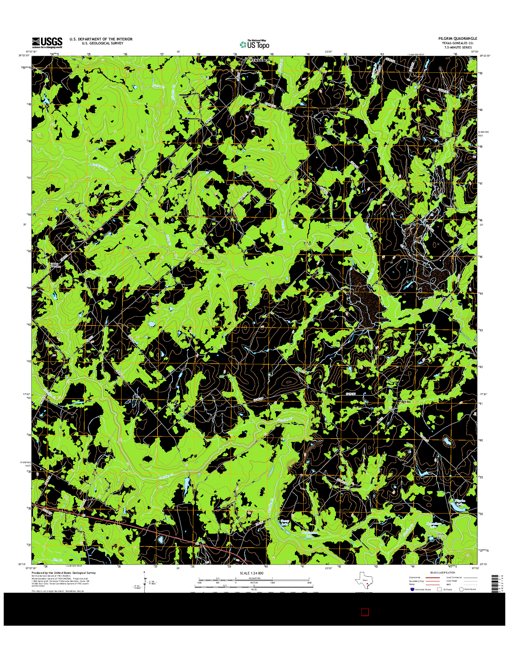 USGS US TOPO 7.5-MINUTE MAP FOR PILGRIM, TX 2016