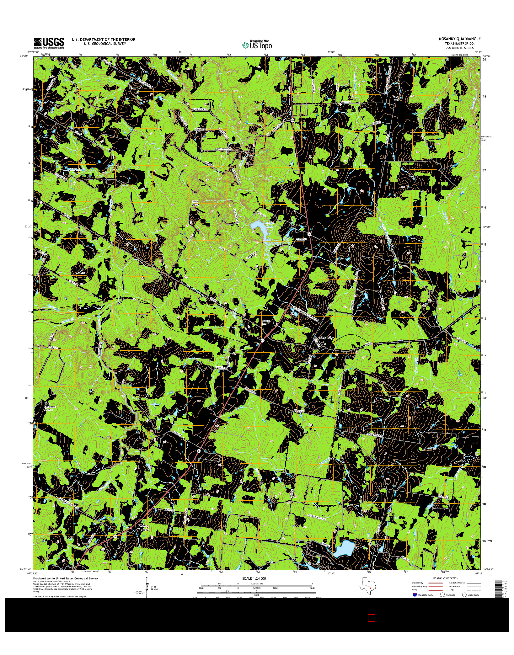 USGS US TOPO 7.5-MINUTE MAP FOR ROSANKY, TX 2016