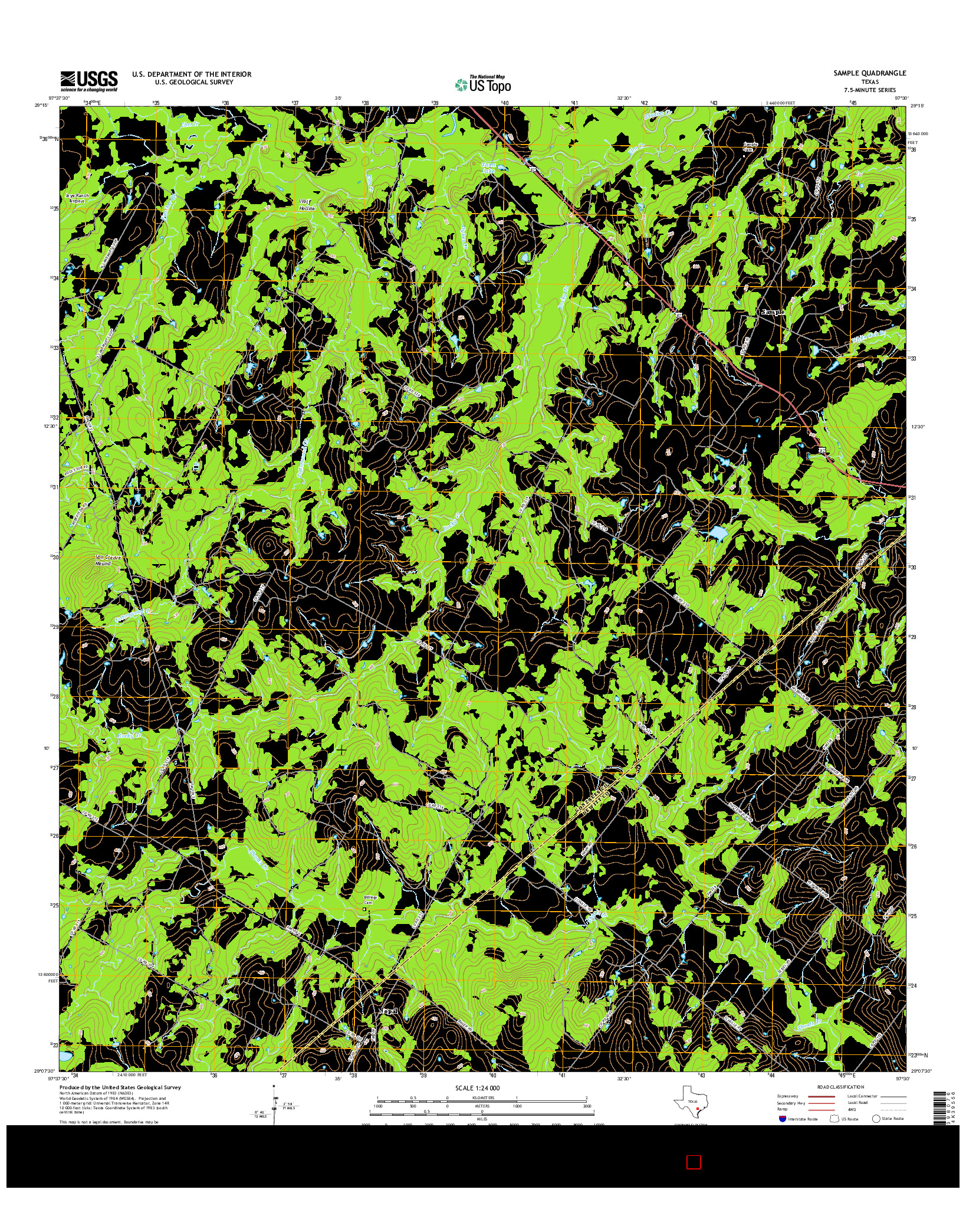 USGS US TOPO 7.5-MINUTE MAP FOR SAMPLE, TX 2016