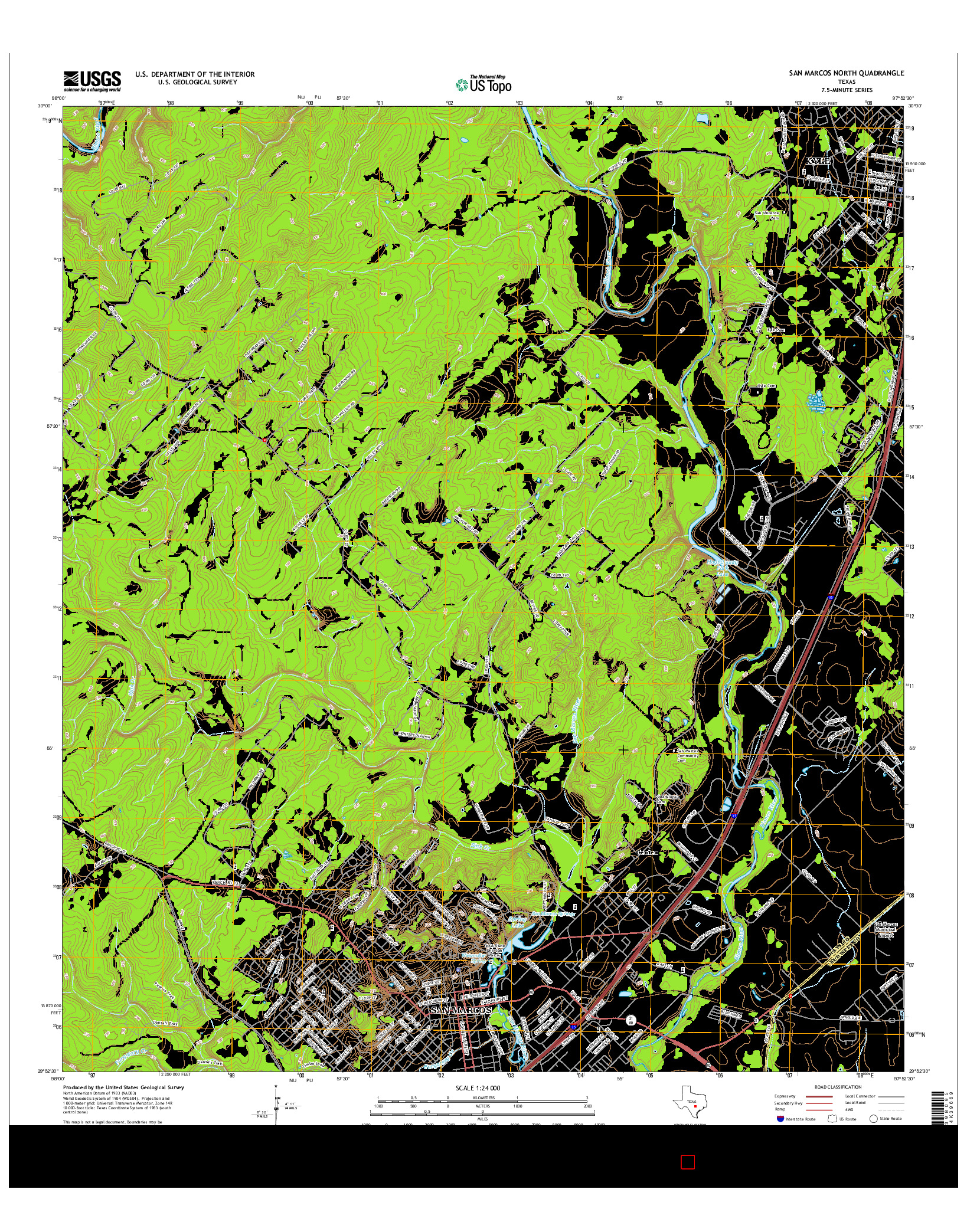 USGS US TOPO 7.5-MINUTE MAP FOR SAN MARCOS NORTH, TX 2016