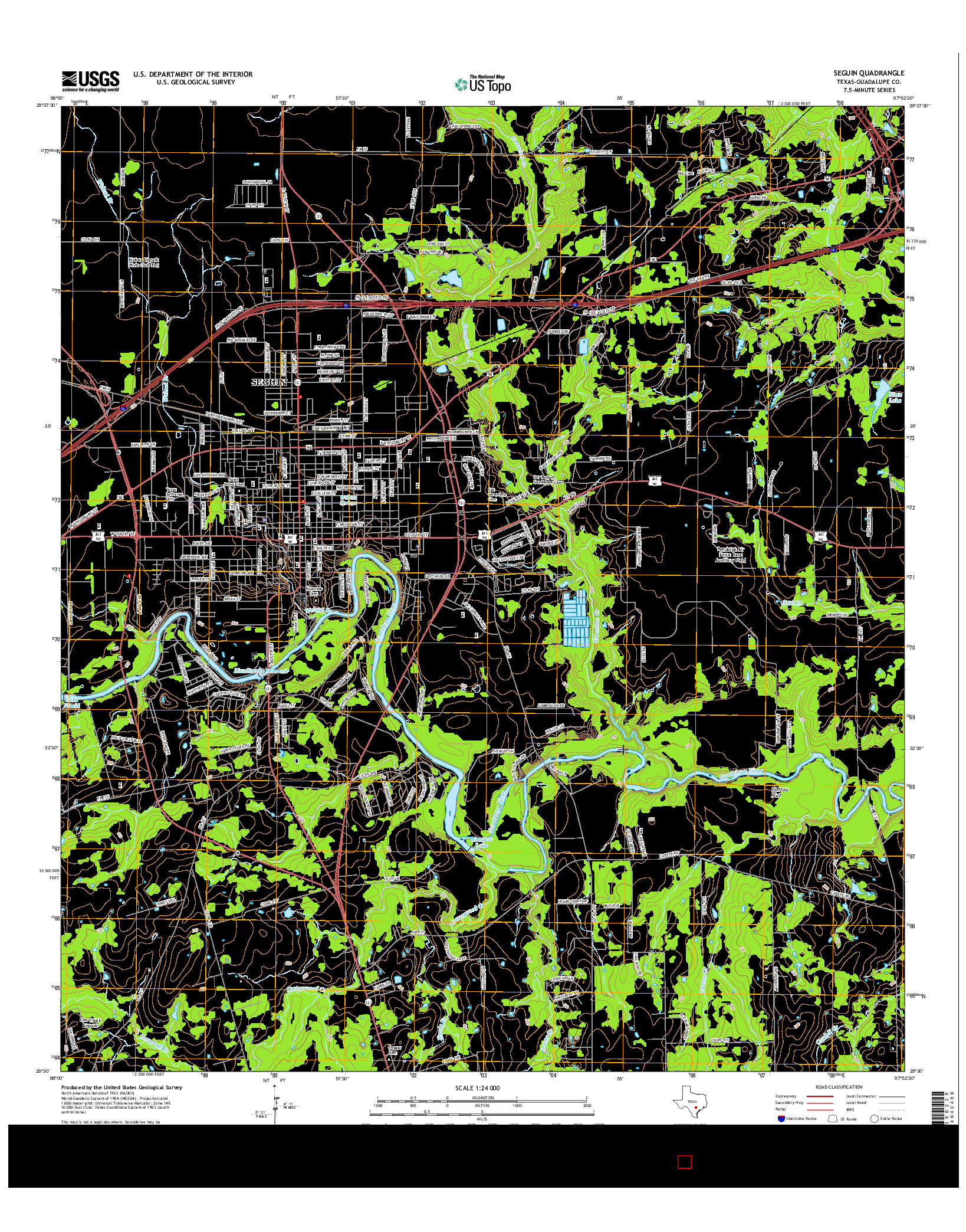 USGS US TOPO 7.5-MINUTE MAP FOR SEGUIN, TX 2016