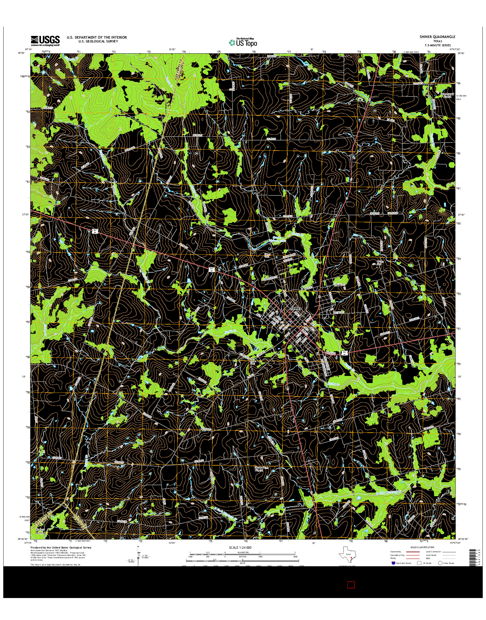 USGS US TOPO 7.5-MINUTE MAP FOR SHINER, TX 2016