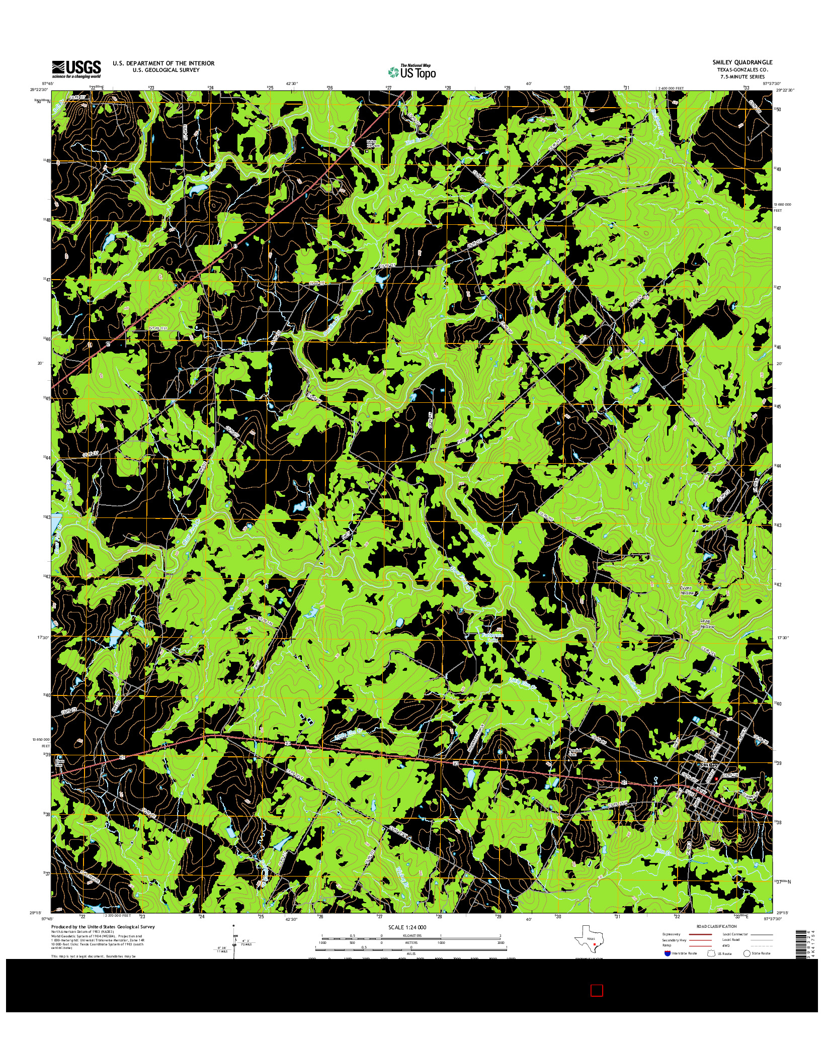 USGS US TOPO 7.5-MINUTE MAP FOR SMILEY, TX 2016