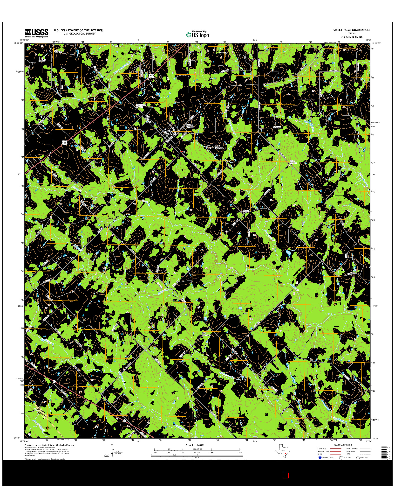 USGS US TOPO 7.5-MINUTE MAP FOR SWEET HOME, TX 2016