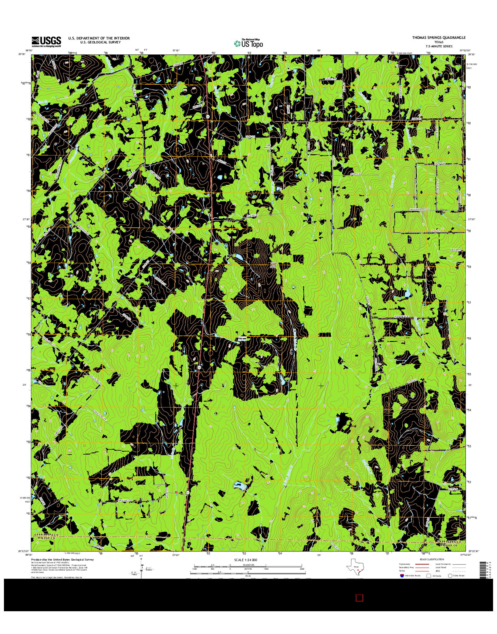 USGS US TOPO 7.5-MINUTE MAP FOR THOMAS SPRINGS, TX 2016