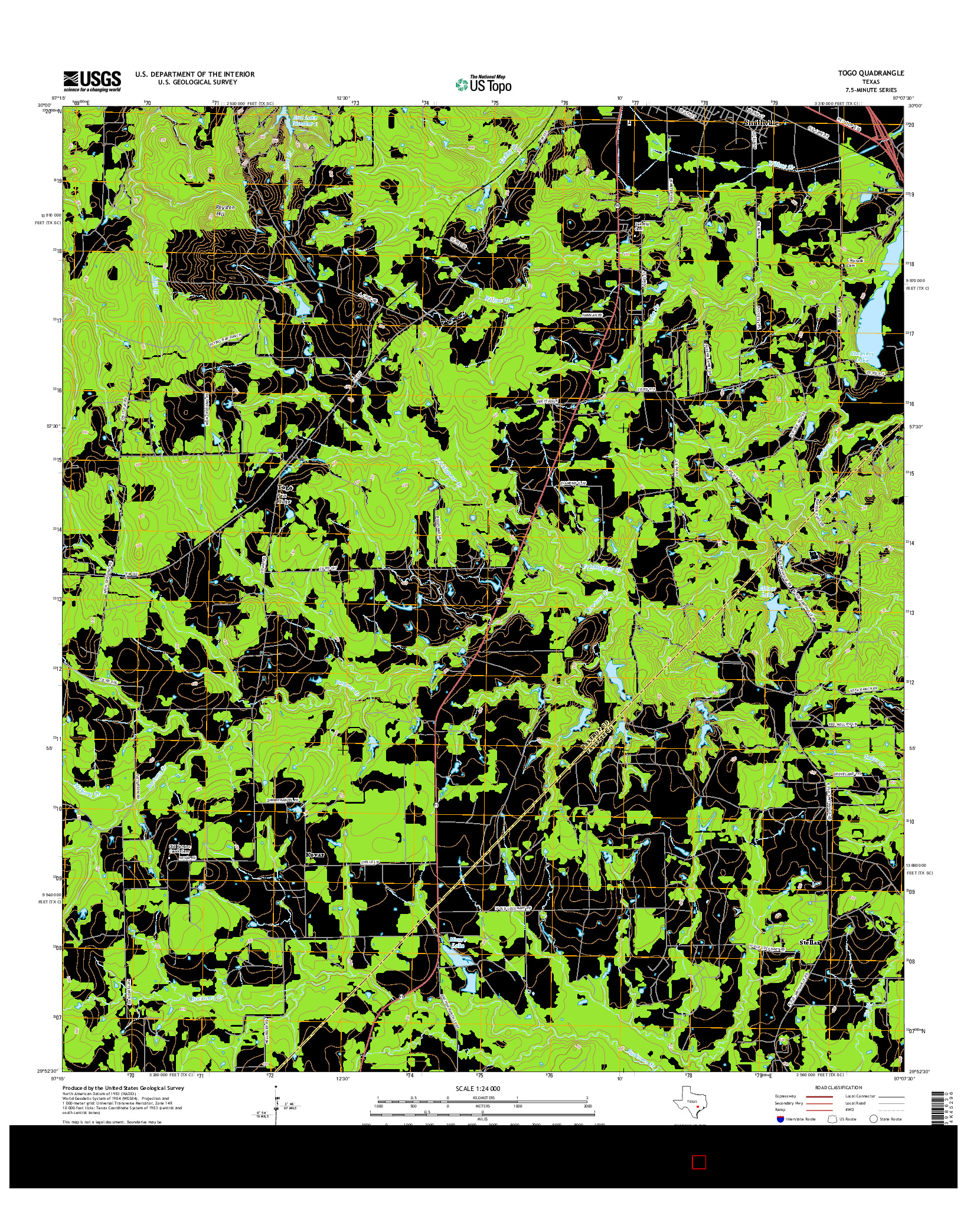 USGS US TOPO 7.5-MINUTE MAP FOR TOGO, TX 2016