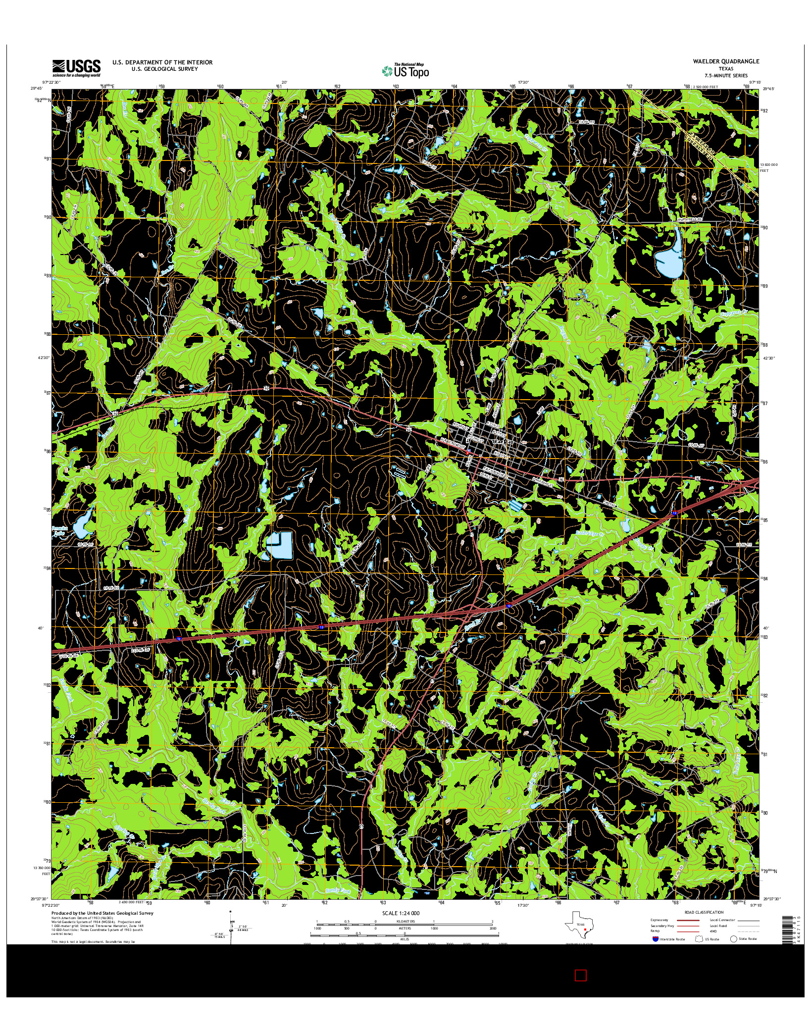 USGS US TOPO 7.5-MINUTE MAP FOR WAELDER, TX 2016